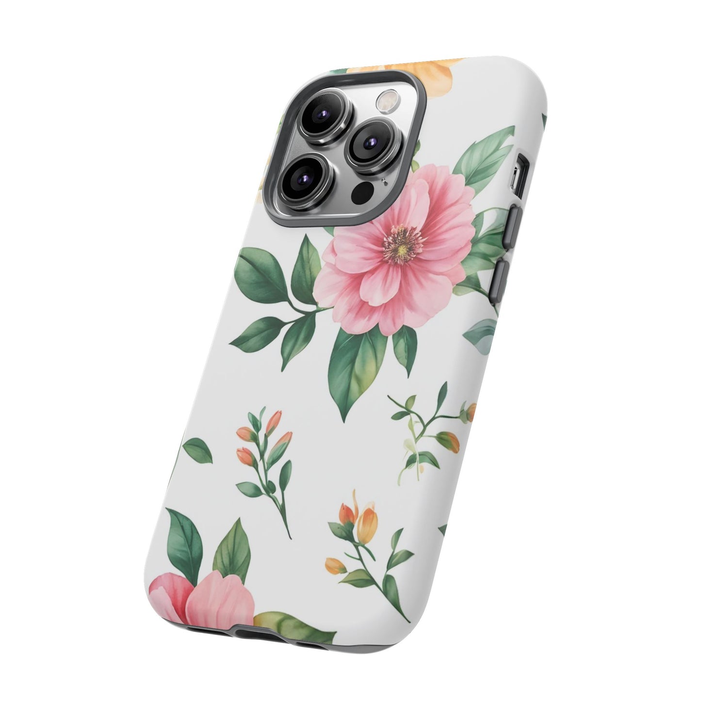 Floral Tough Phone Case — Pink Peony Protective Phone Cover