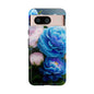 Floral Blue Peony Phone Case — Protective Tough Case with Pink & Blue Blooms