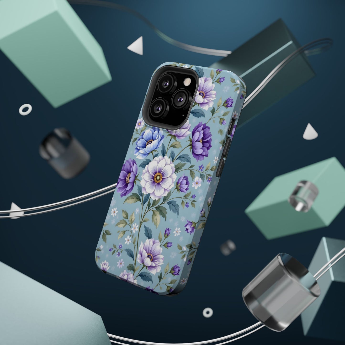 Floral Purple Peony Phone Case — Magnetic Impact‑Resistant Protective Cover