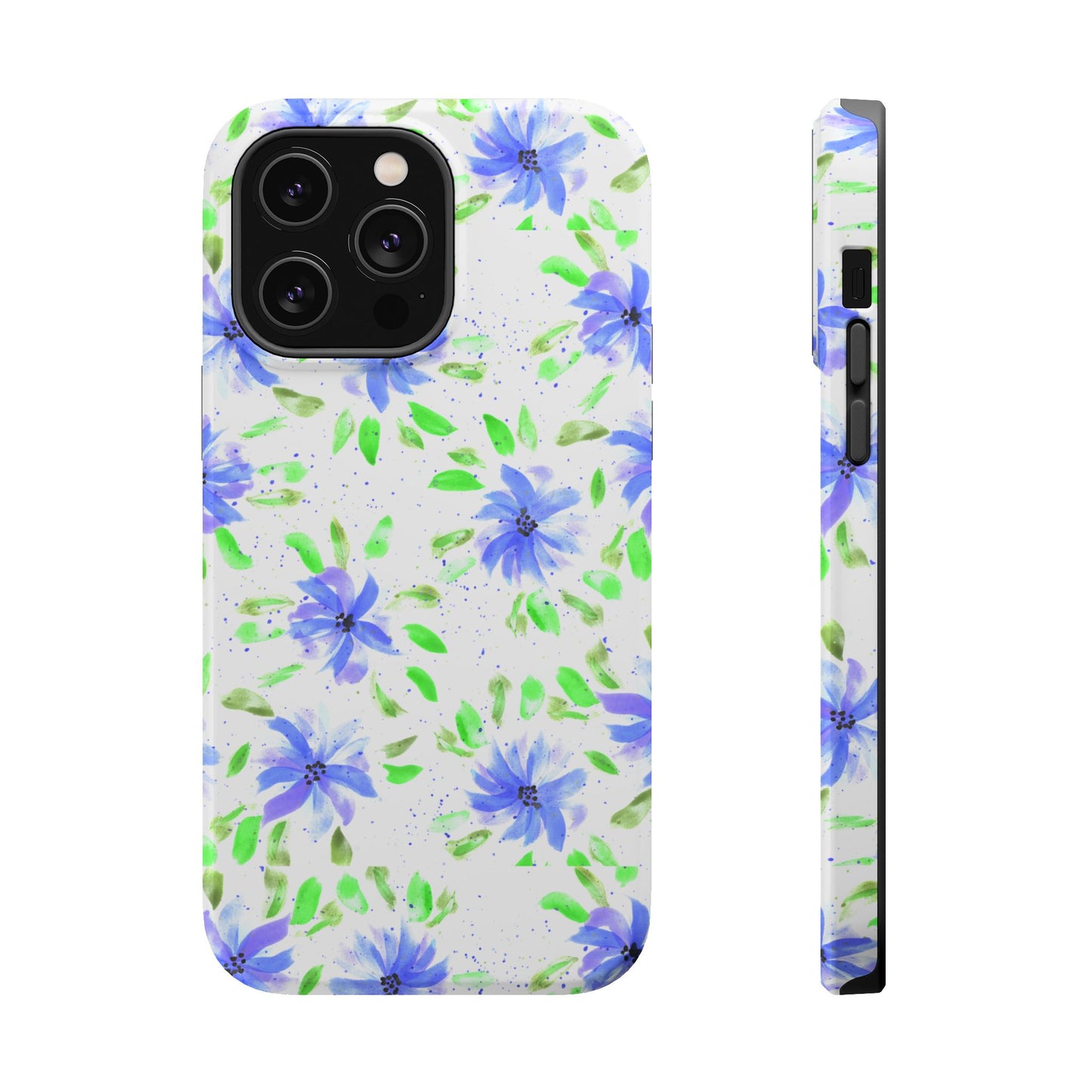 Floral Blue Watercolor Phone Case — Magnetic Impact-Resistant