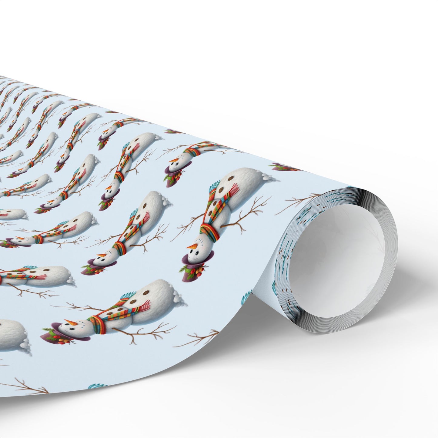 Snowman Pattern Wrapping Paper Roll — Festive Holiday Gift Wrap