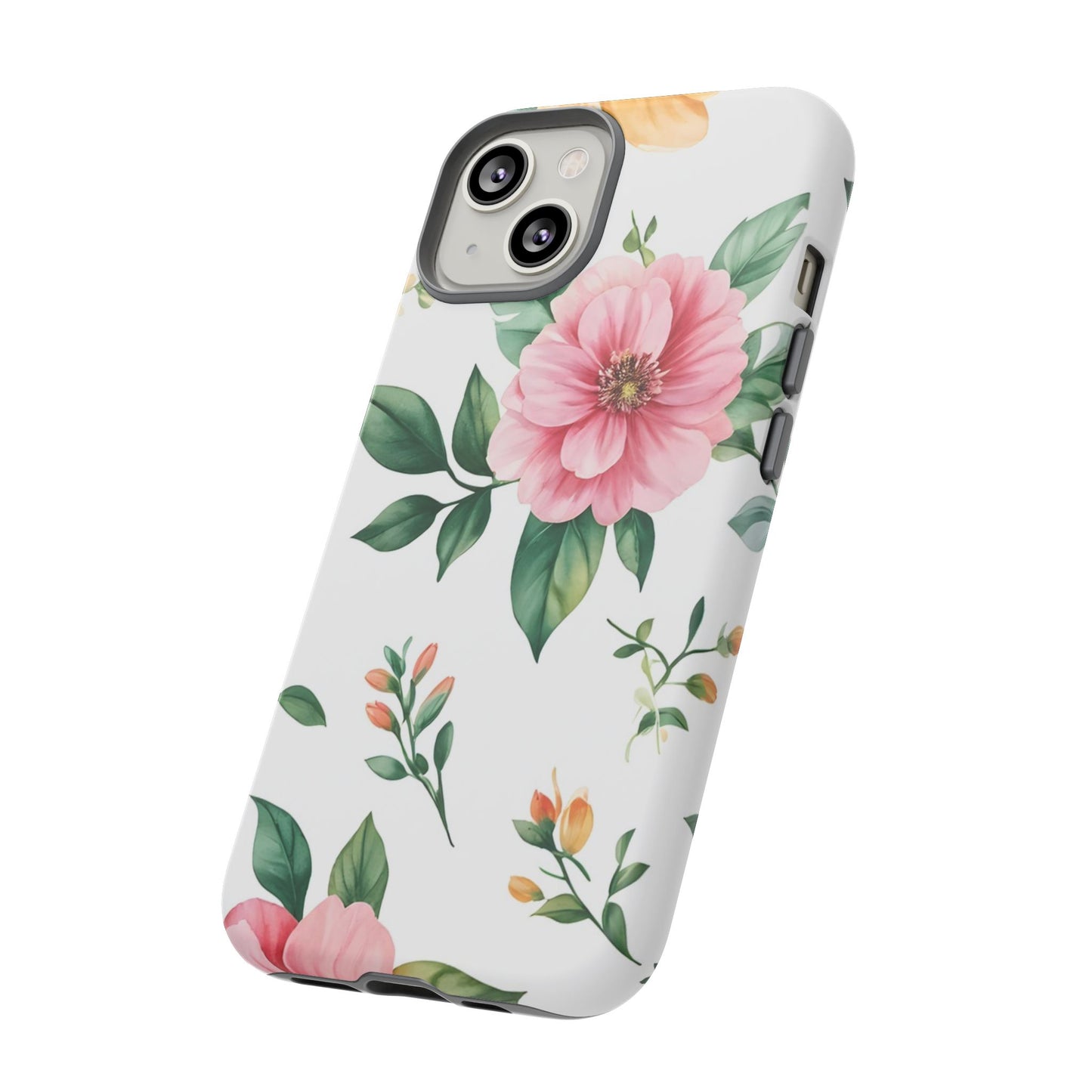 Floral Tough Phone Case — Pink Peony Protective Phone Cover