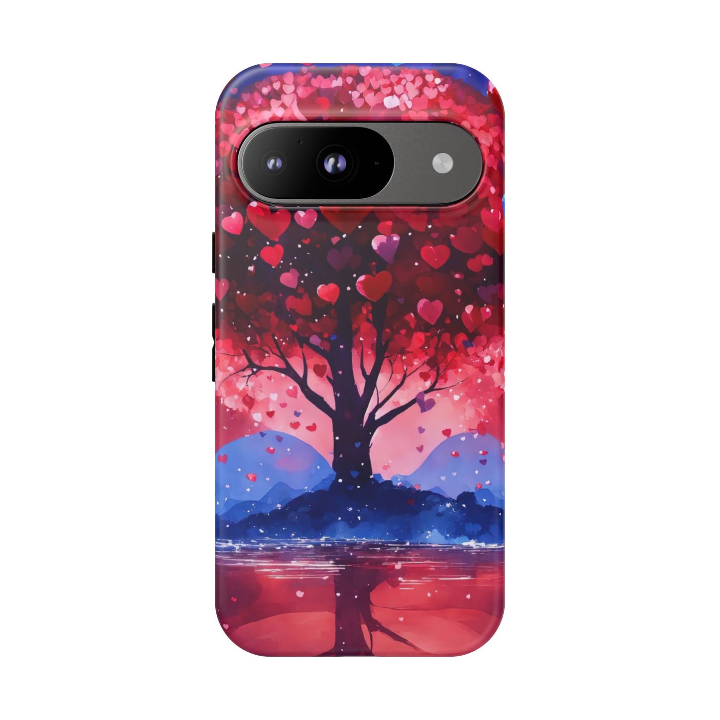 Heart Tree Phone Case — Romantic Red & Blue Protective Tough Case