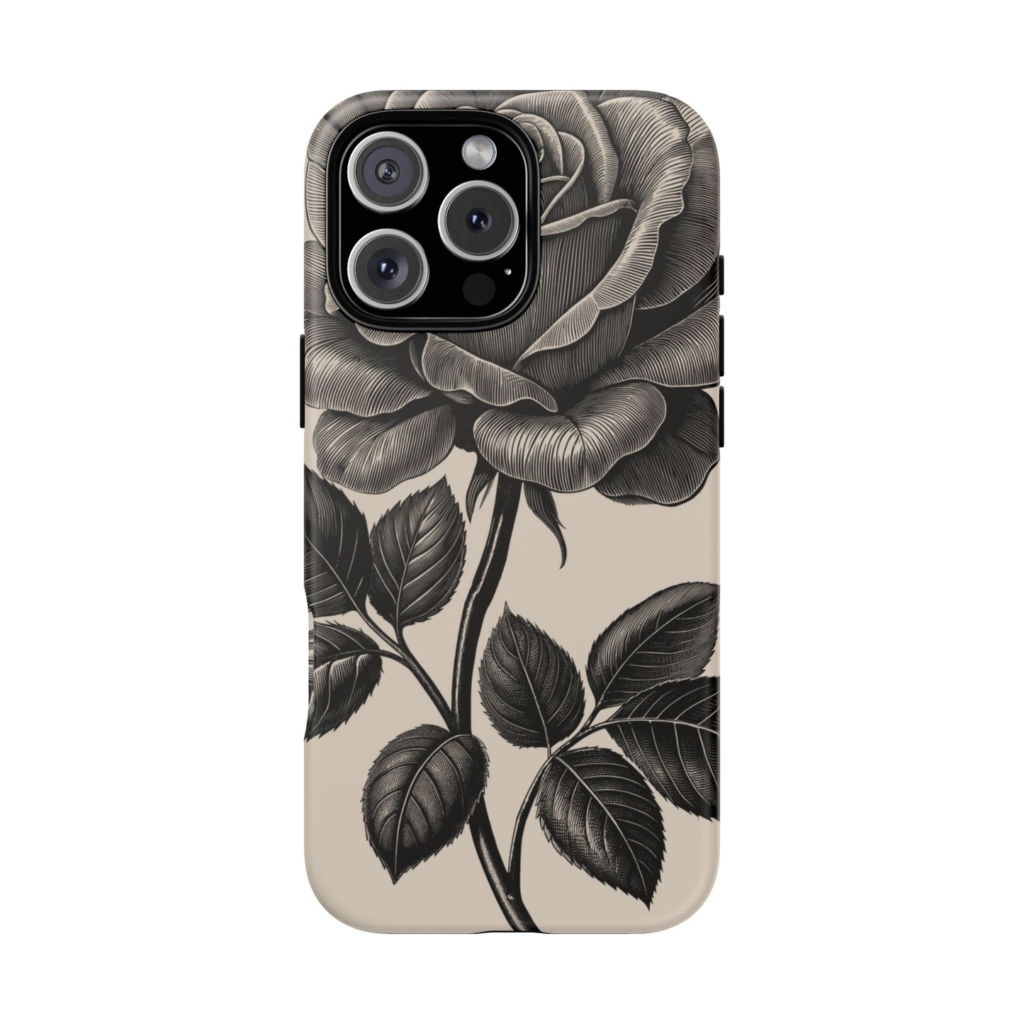 Black Rose Phone Case, Tough Cases with Floral Design, Elegant Tech Accessory, Gift for Flower Lovers, Stylish Protection