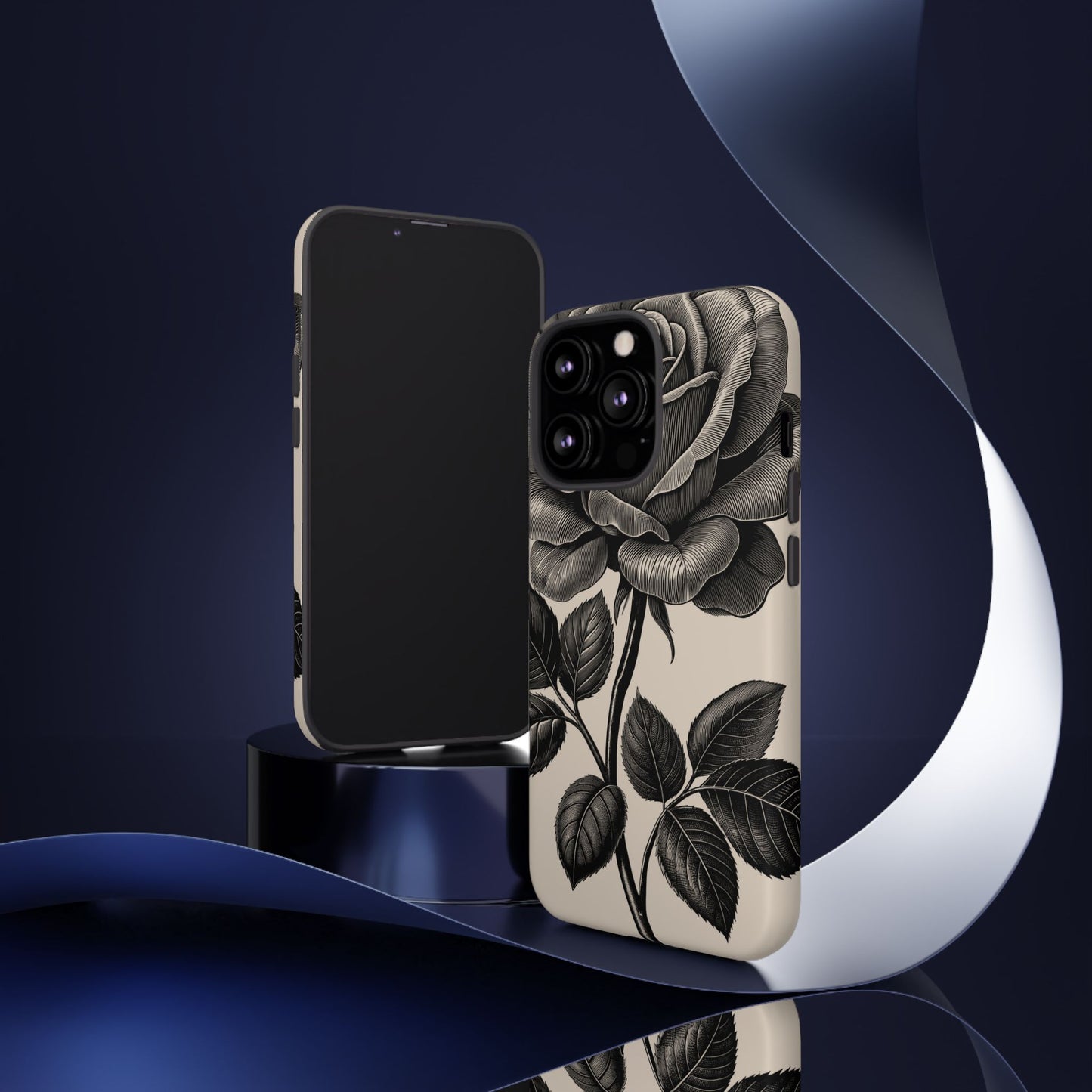 Black Rose Phone Case, Tough Cases with Floral Design, Elegant Tech Accessory, Gift for Flower Lovers, Stylish Protection