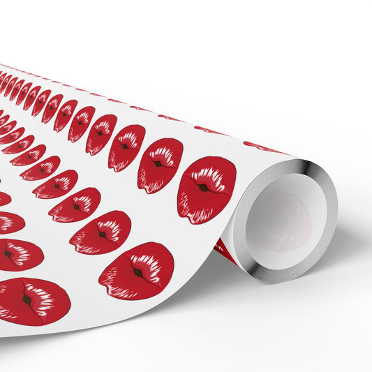 Kiss Print Wrapping Paper Roll – Red Lipstick Kiss Pattern Gift Wrap