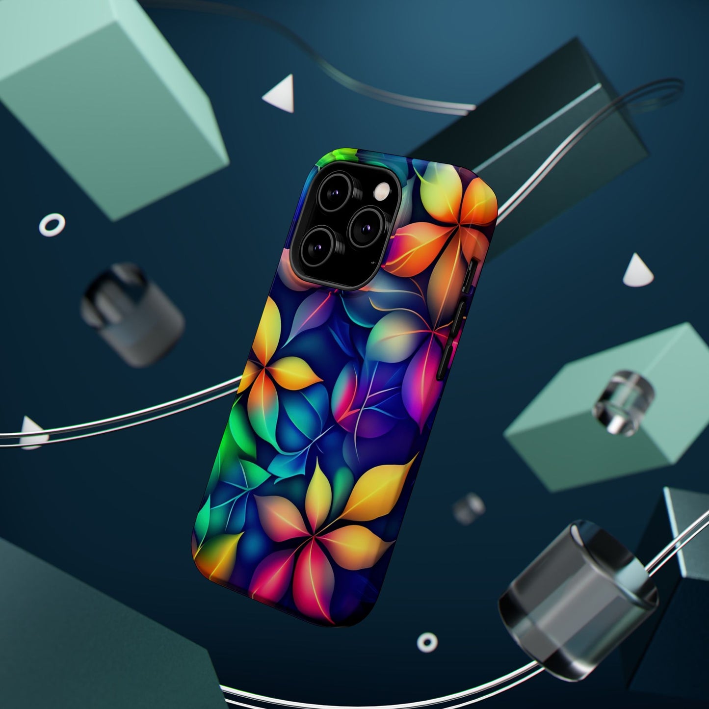 Floral Prism Magnetic Impact-Resistant Phone Case — Colorful Gradient Petal Design