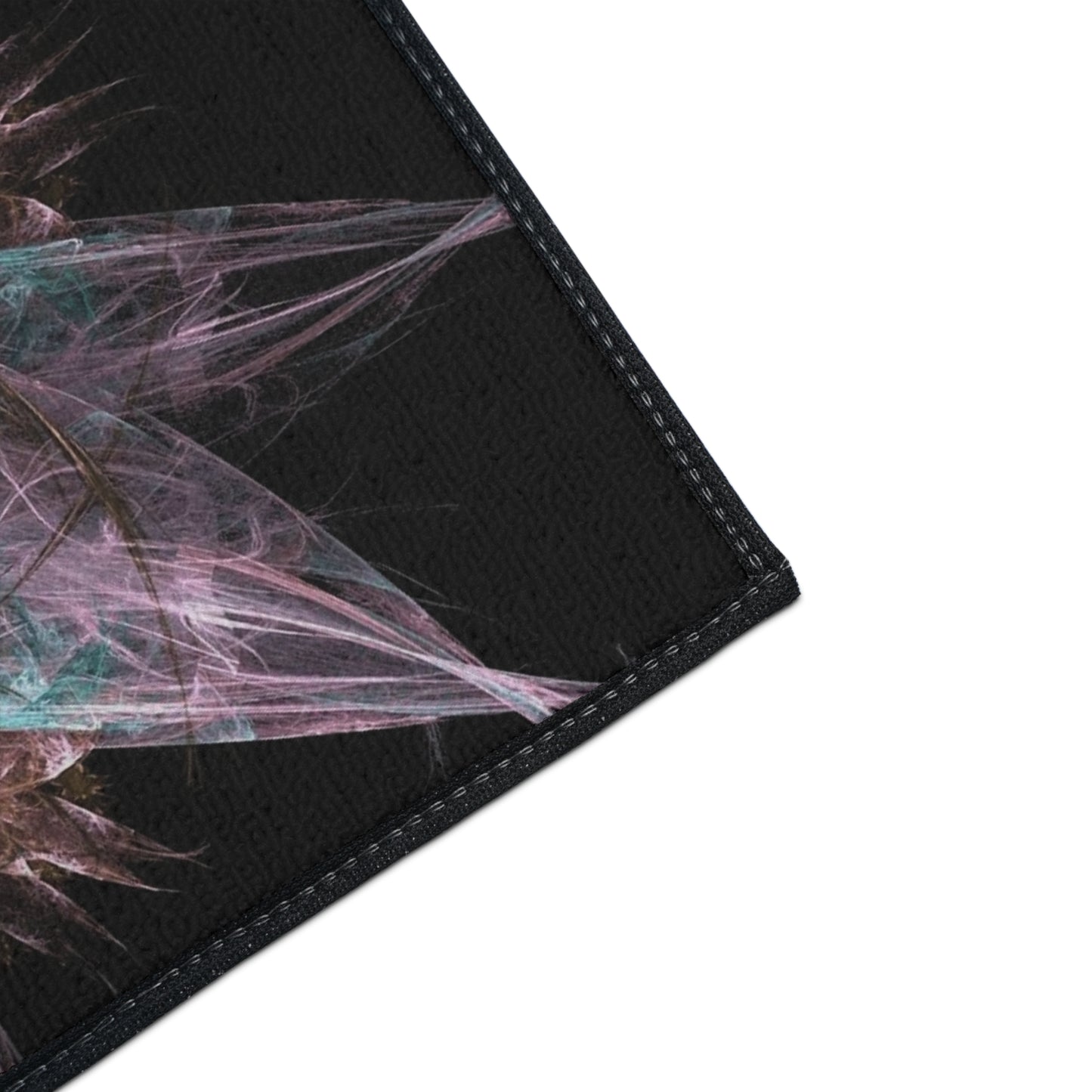 Mandala Star Heavy-Duty Floor Mat — Abstract Pink & Teal Fractal Entrance Rug