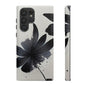 Monochrome Floral Tough Phone Case — Black Ink Flower Protective Cover