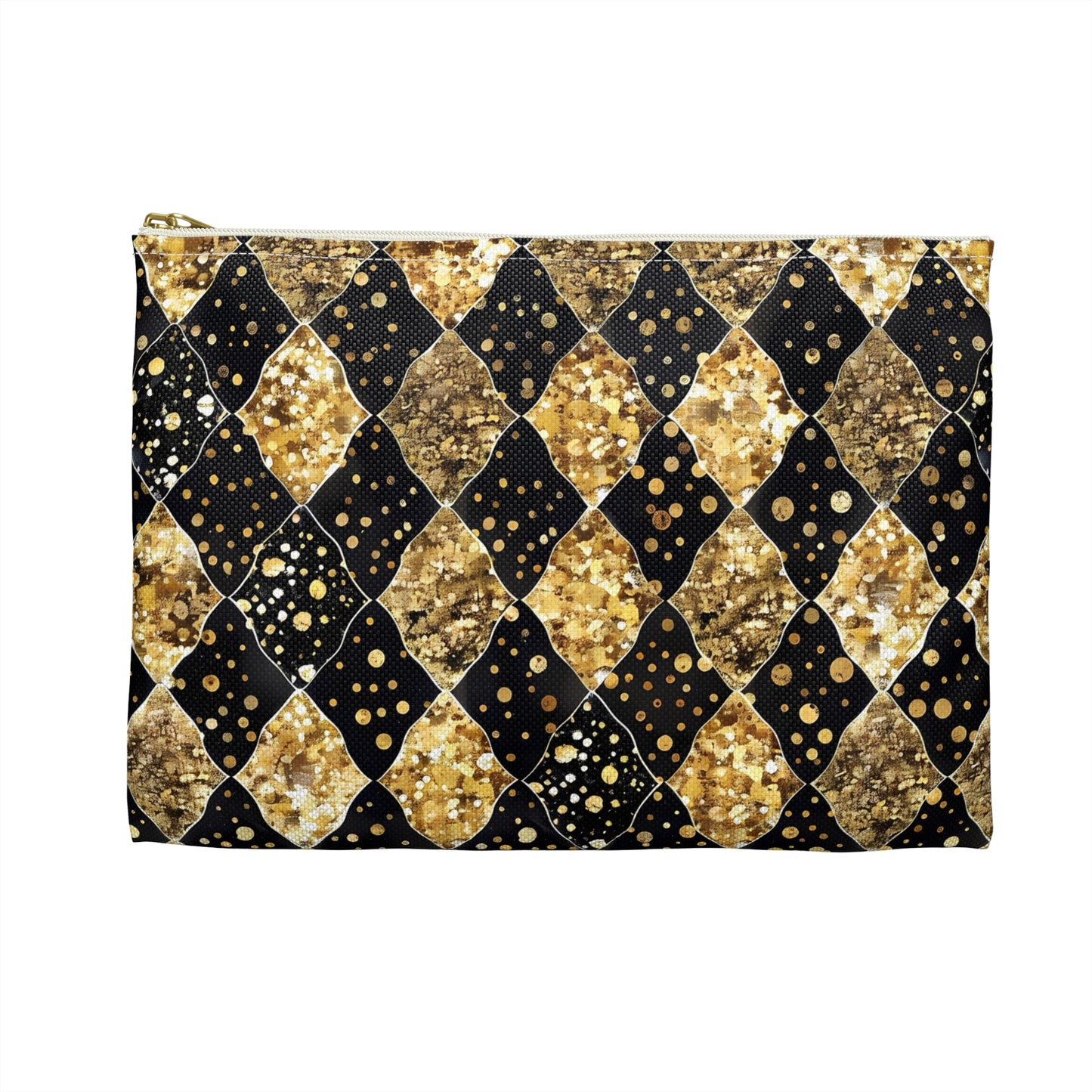 Glamorous Gold and Black Accessory Pouch, Makeup Bag