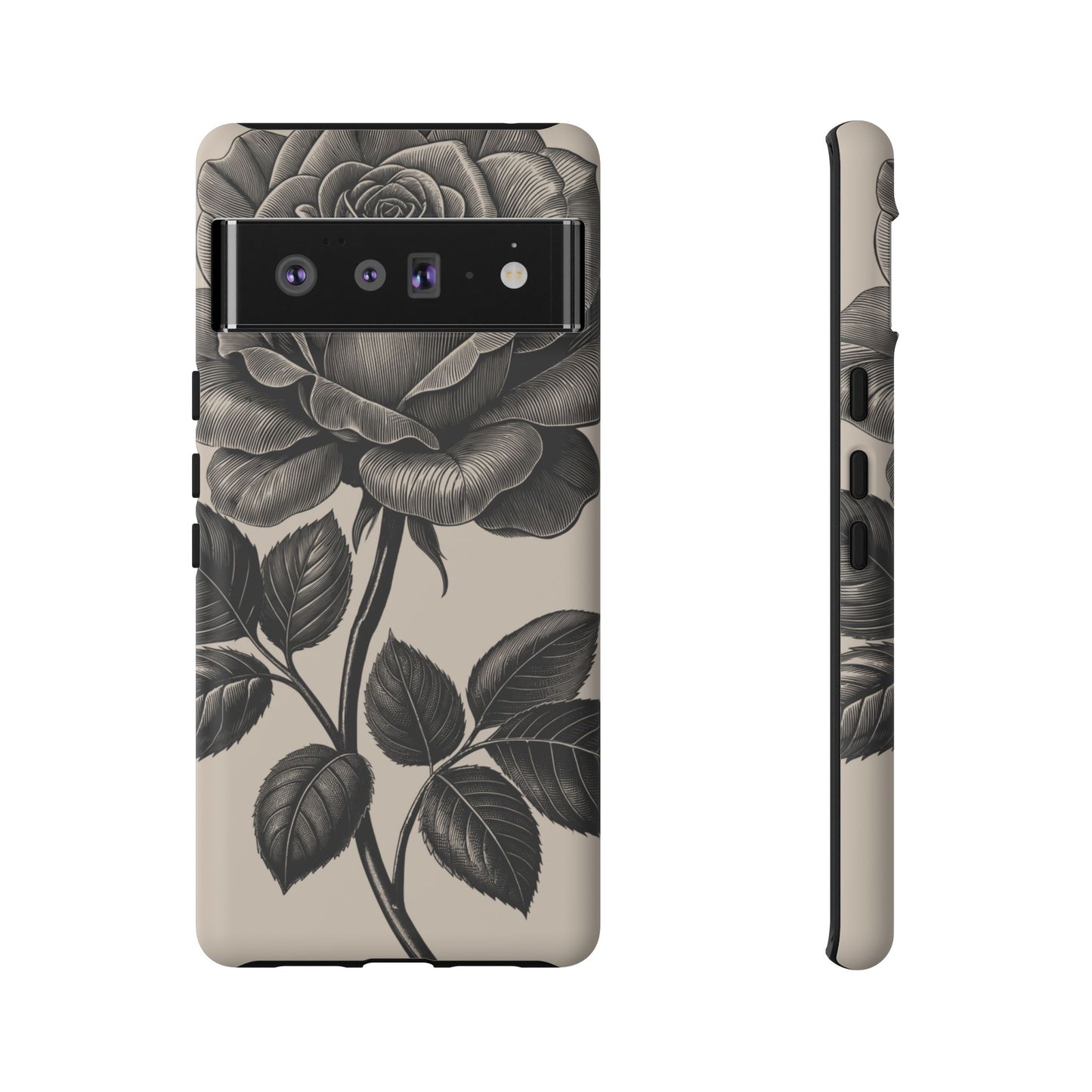 Black Rose Phone Case, Tough Cases with Floral Design, Elegant Tech Accessory, Gift for Flower Lovers, Stylish Protection
