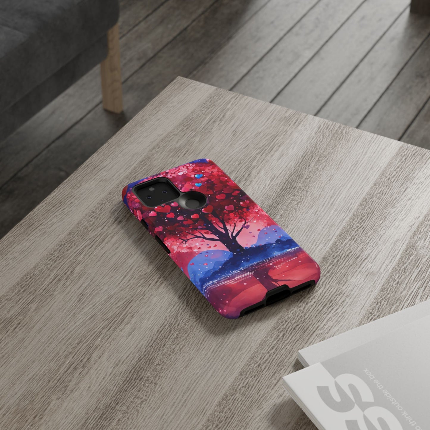 Heart Tree Phone Case — Romantic Red & Blue Protective Tough Case