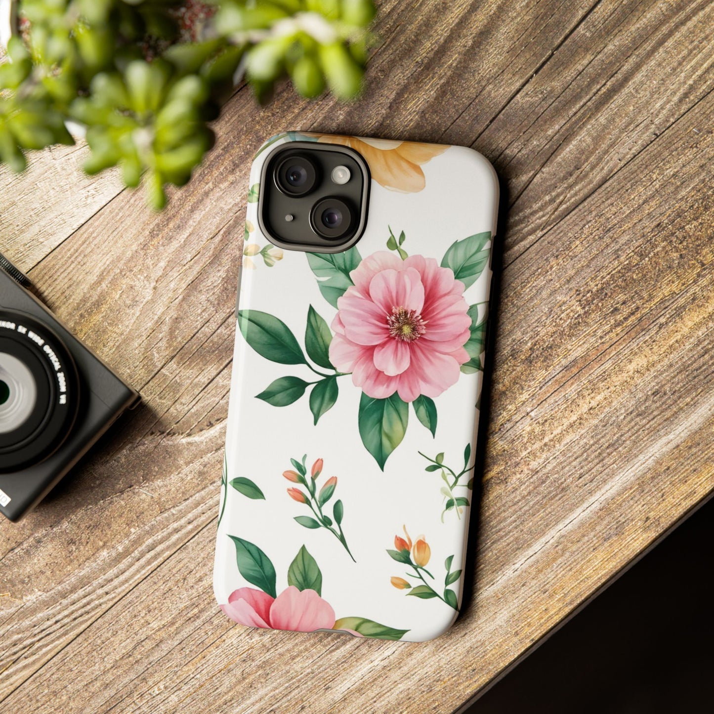 Floral Tough Phone Case — Pink Peony Protective Phone Cover