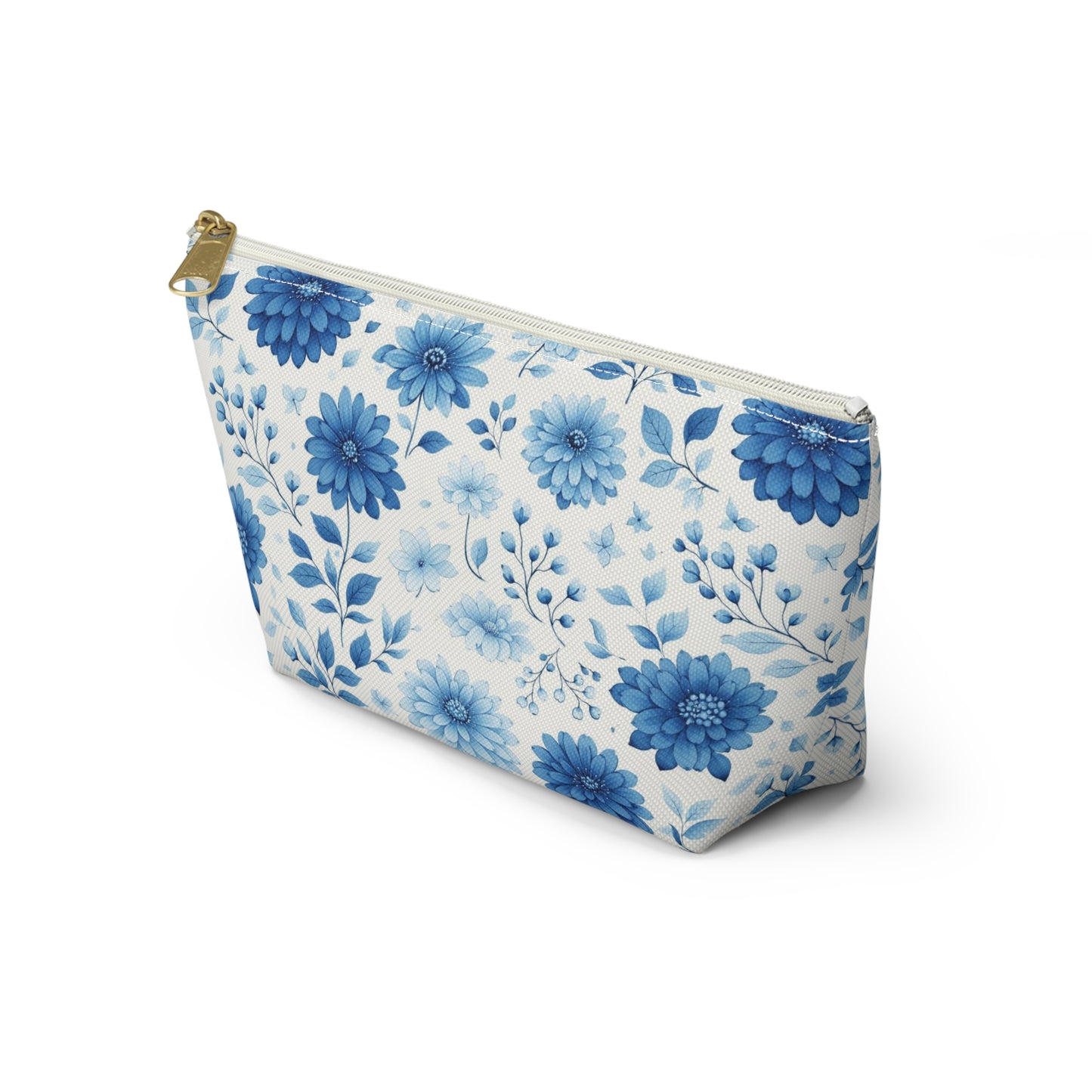 Blue Floral Accessory Pouch — T‑Bottom Makeup & Travel Bag