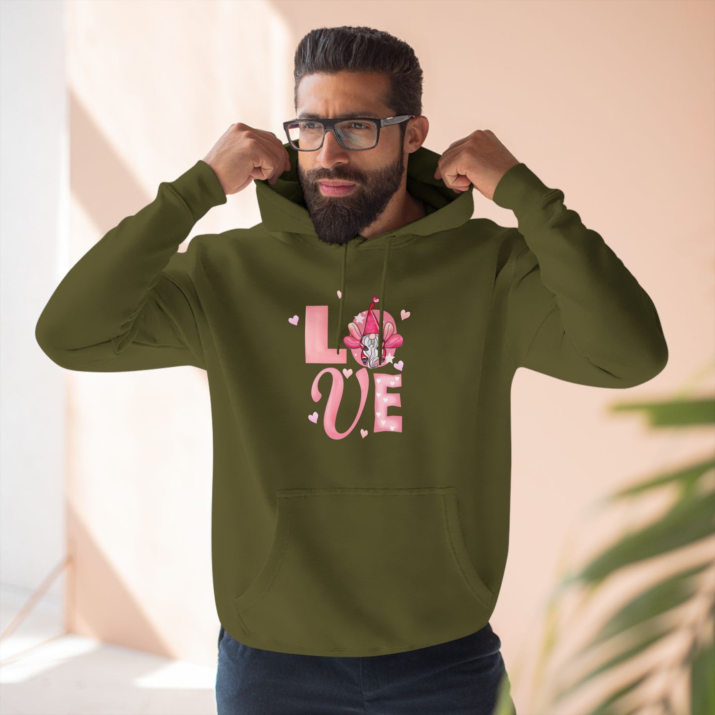 Love Blossom Hoodie — Pink Floral "LOVE" Graphic Fleece Hoodie