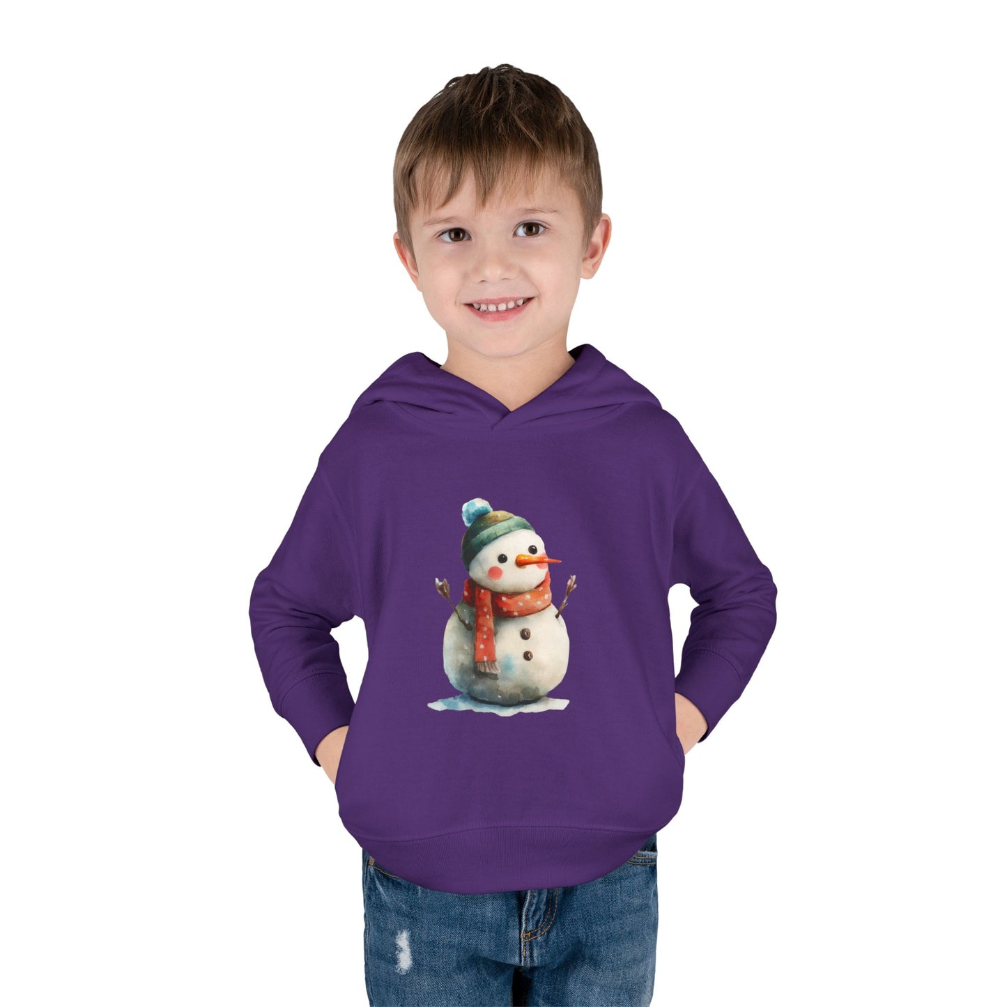 Cozy Snowman Toddler Pullover Fleece Hoodie - Winter Apparel, Cute Gift for Kids, Holiday Wear, Soft Hoodie for Toddlers, Christmas Outfit
