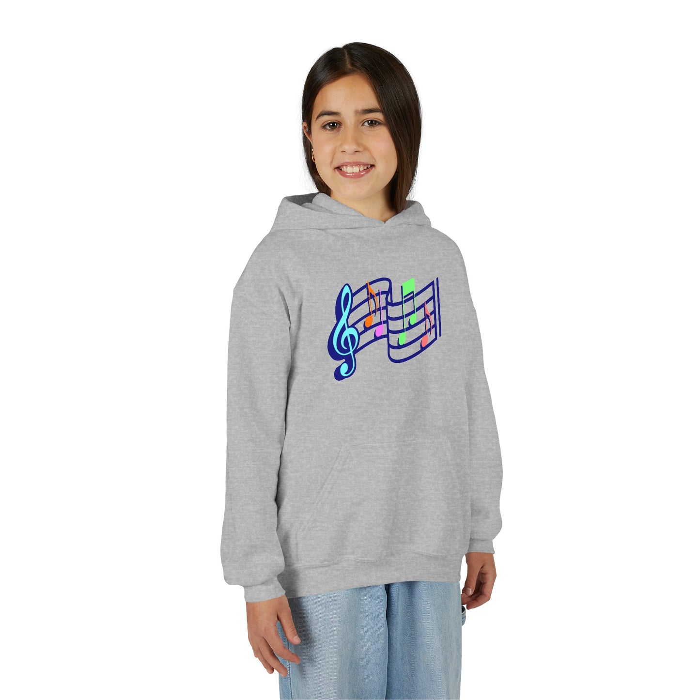 Kids Music Notes Hoodie — Colorful Treble Clef & Sheet Music Sweatshirt