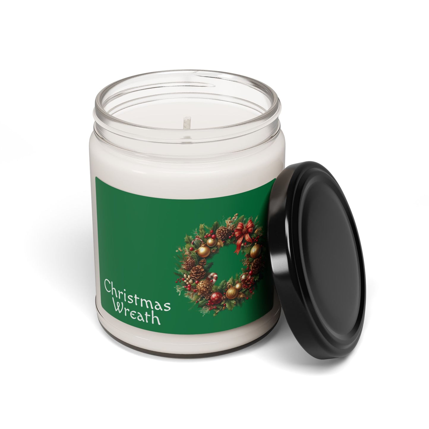 Christmas Wreath Soy Candle — 9oz Scented Holiday Candle