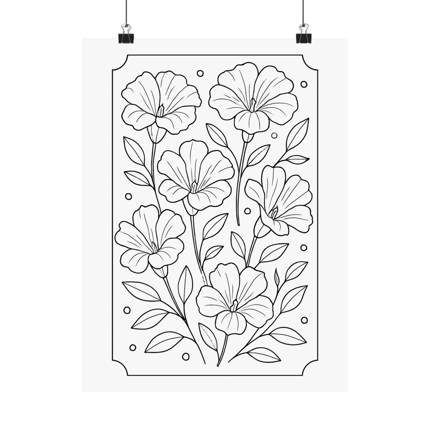 Botanical Line Art Poster — Matte Vertical Floral Wall Art - DIY