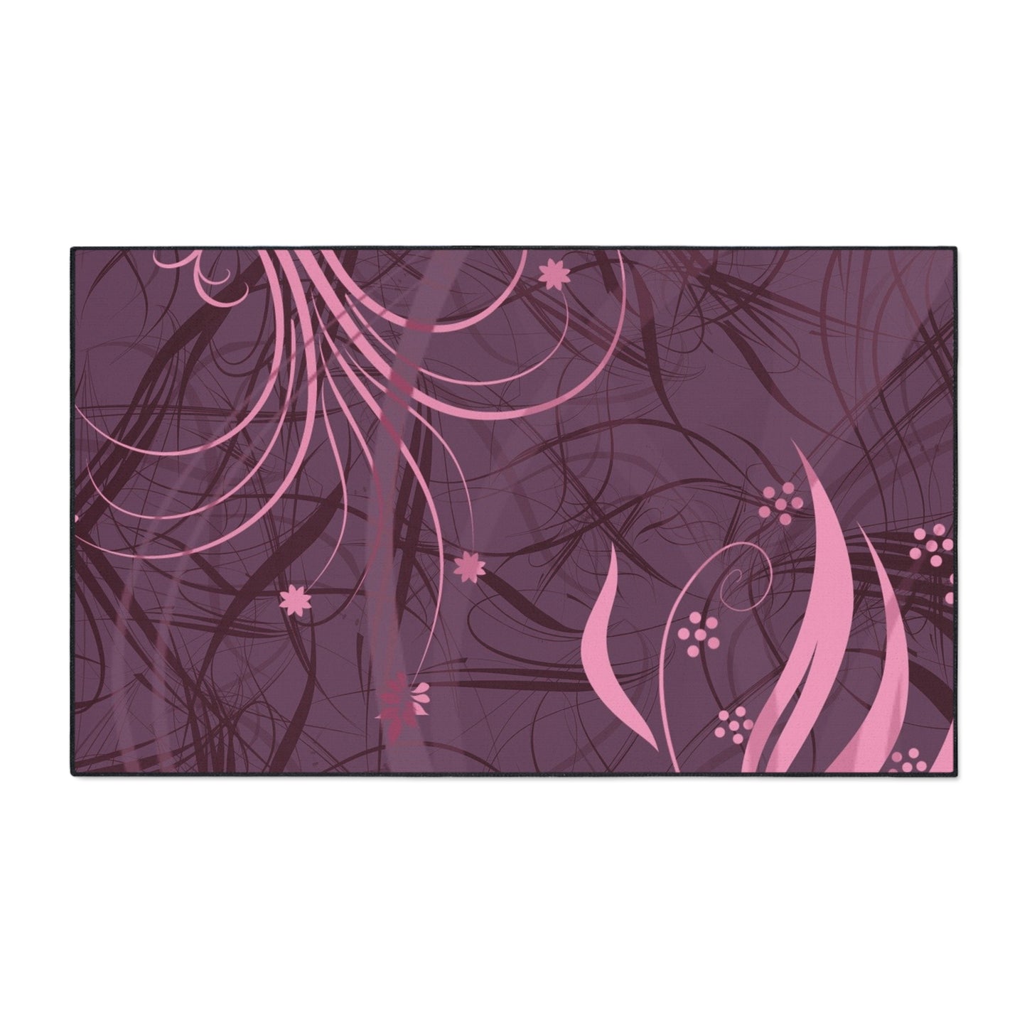 Floral Swirl Heavy-Duty Floor Mat — Pink Abstract Entry Rug