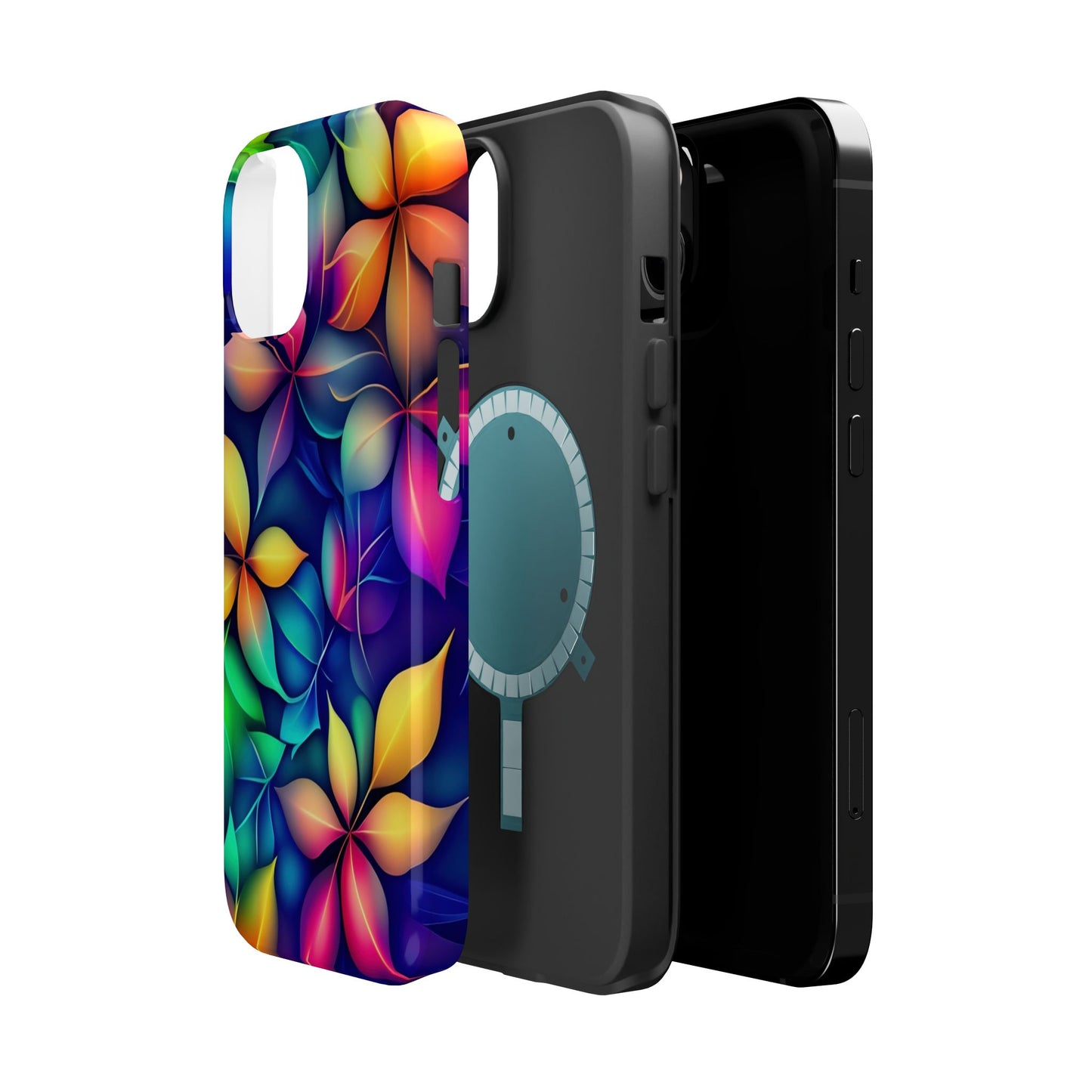 Floral Prism Magnetic Impact-Resistant Phone Case — Colorful Gradient Petal Design