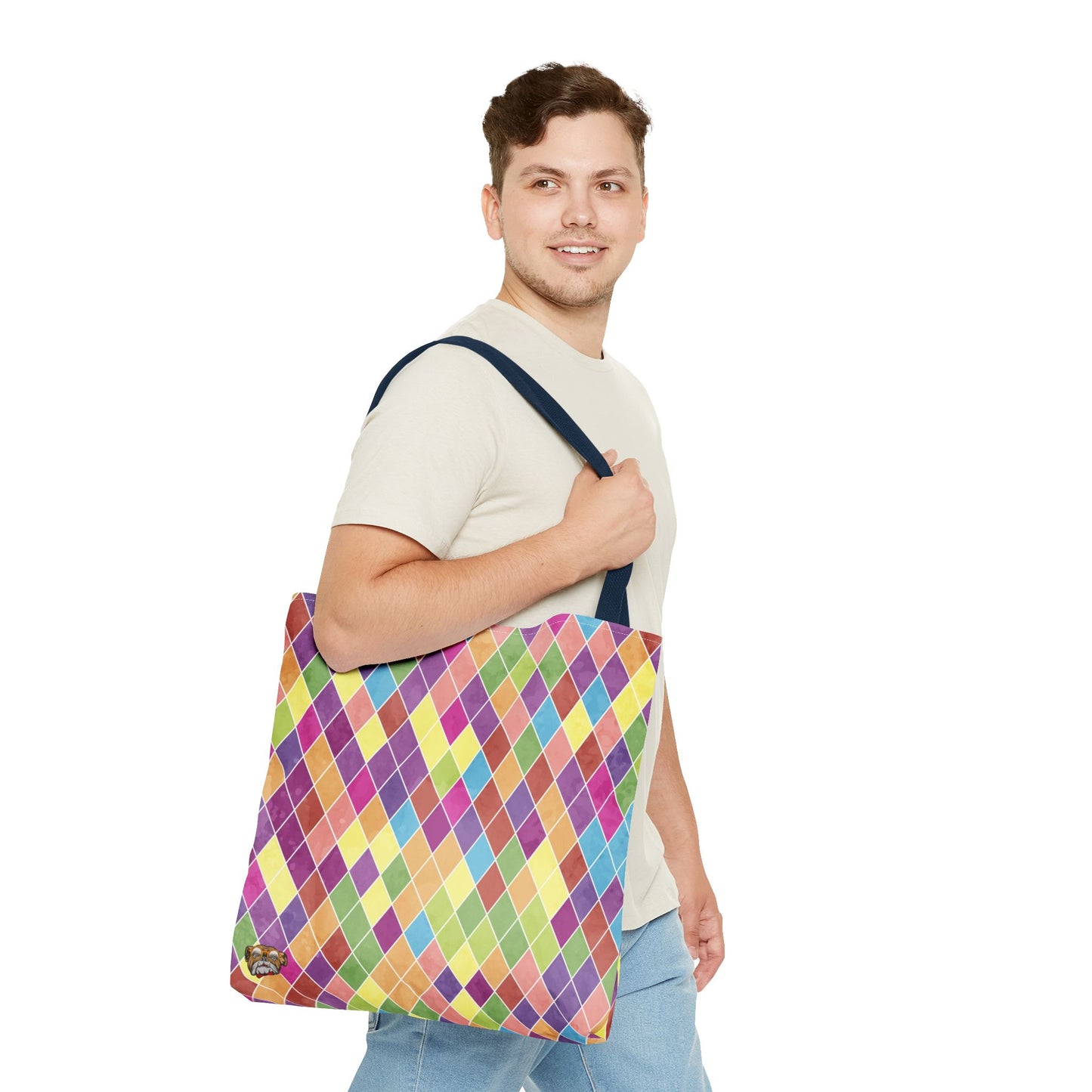Colorful Geometric Tote Bag, Funky Shoulder Bag, Eco-Friendly Shopping Tote, Stylish Beach Bag, Art-Inspired Everyday Bag