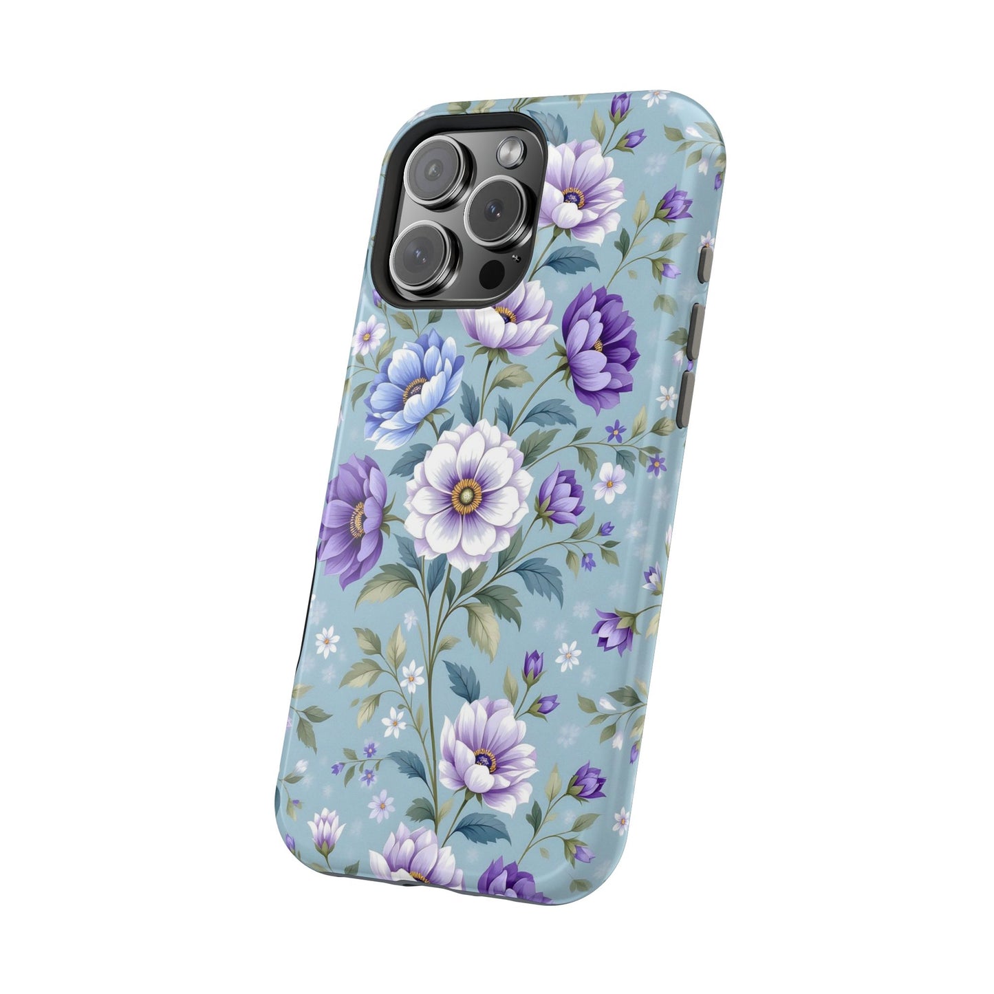 Floral Purple Peony Phone Case — Magnetic Impact‑Resistant Protective Cover