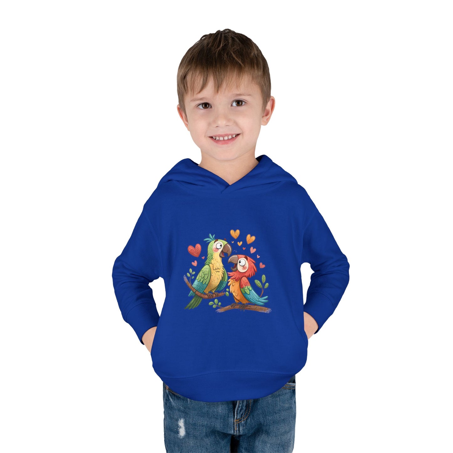 Toddler Hoodie — Cute Parrot Love Pullover (Heart Bird Kids Sweatshirt)