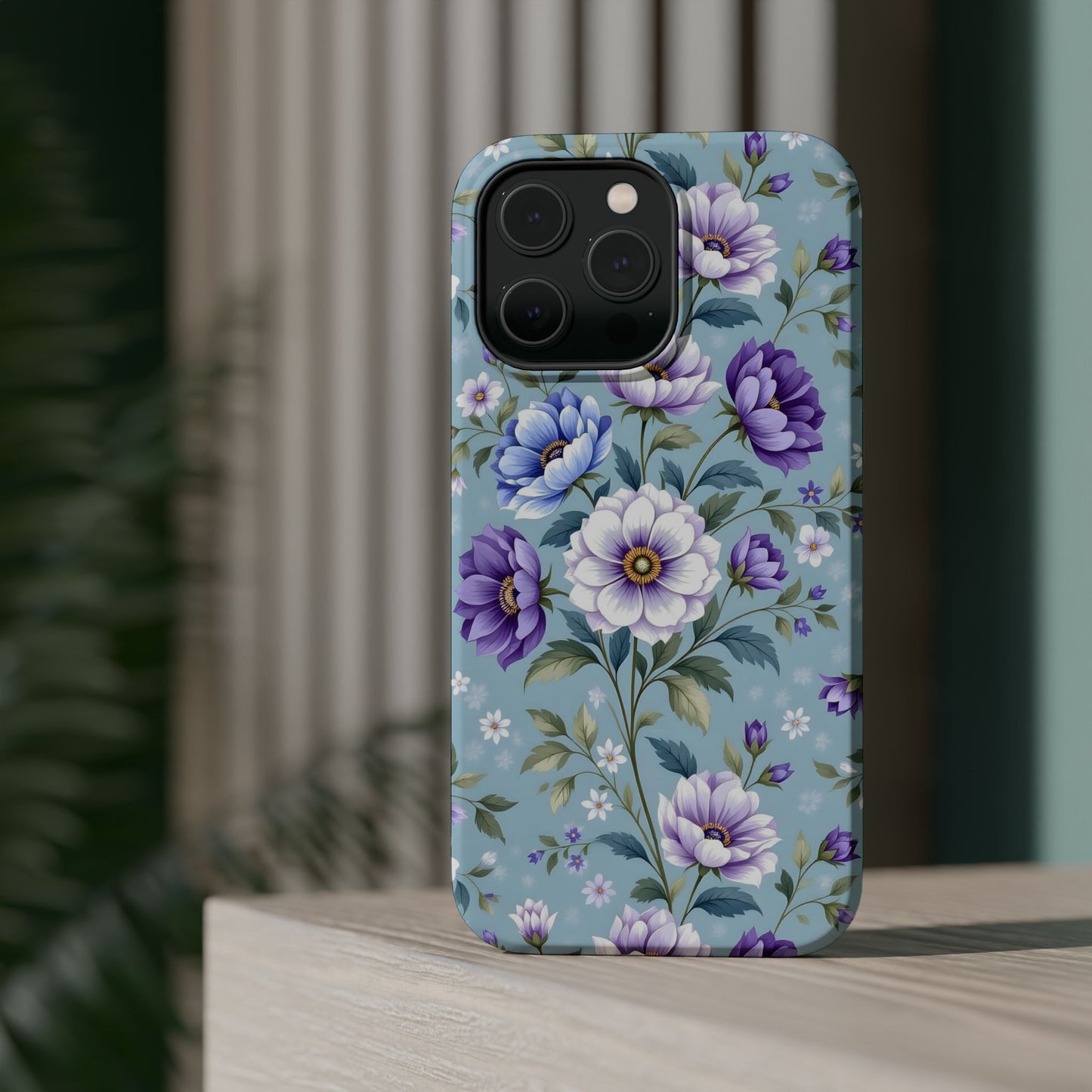 Floral Purple Peony Phone Case — Magnetic Impact‑Resistant Protective Cover