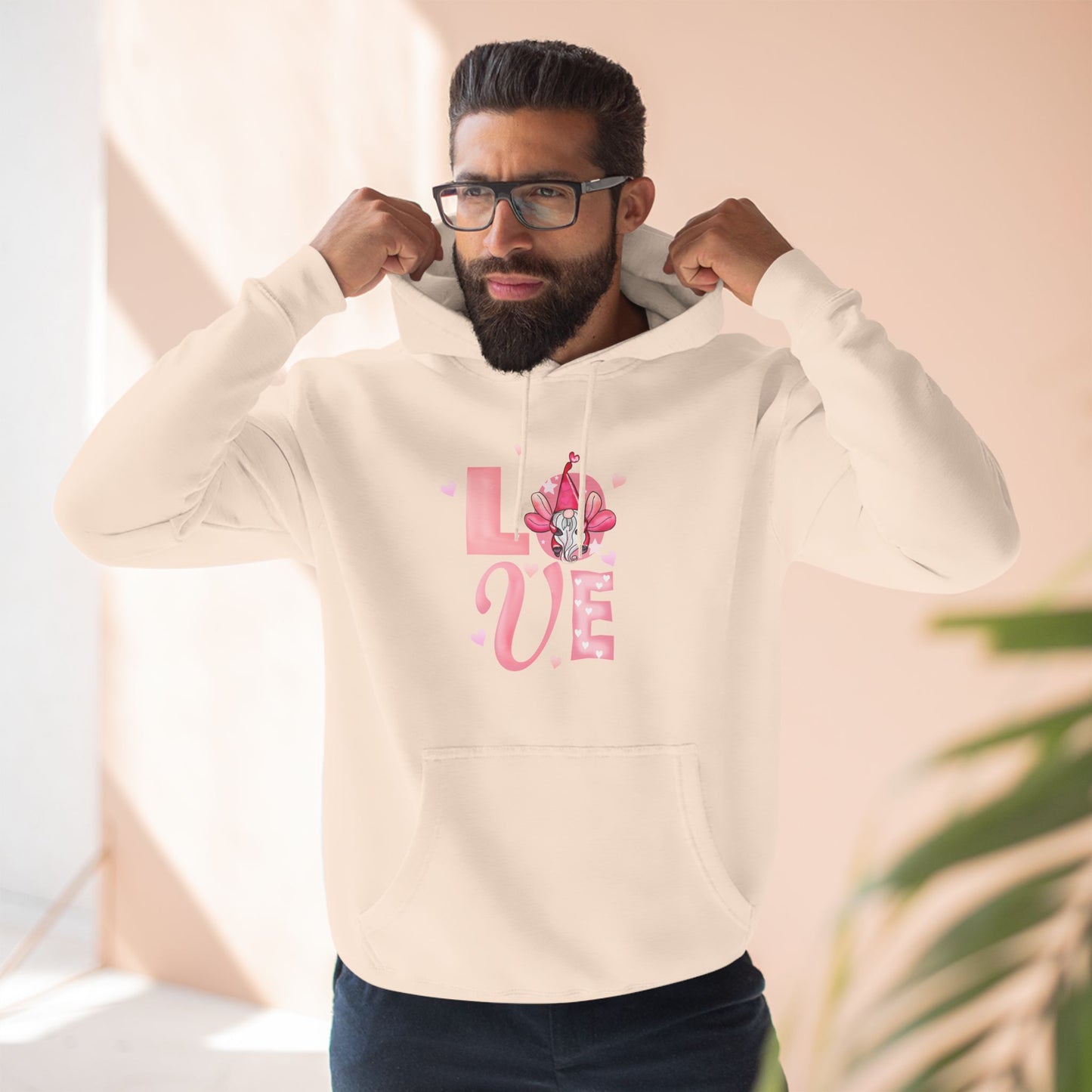 Love Blossom Hoodie — Pink Floral "LOVE" Graphic Fleece Hoodie