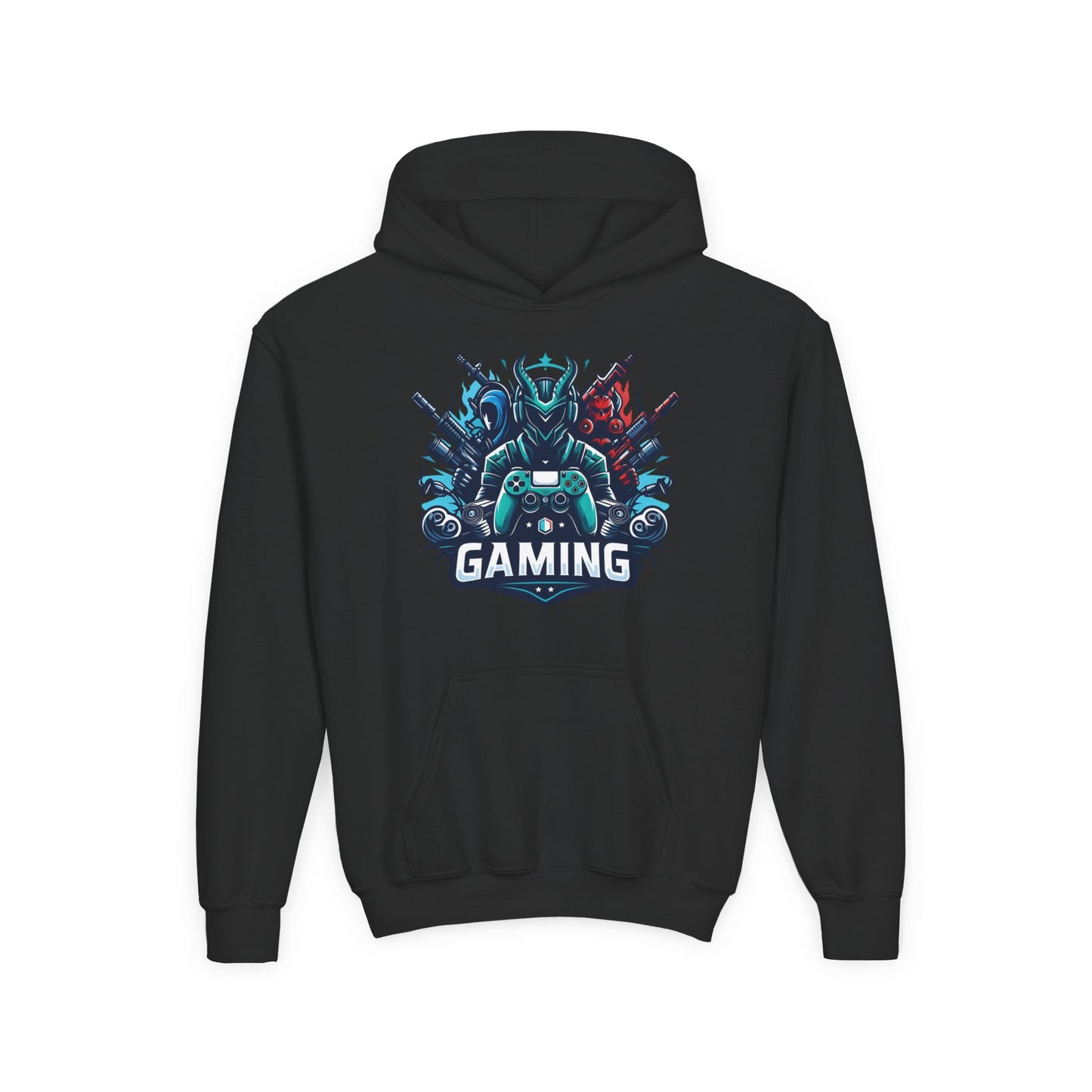 Youth Gaming Hoodie — Robotic Gamer Emblem Sweatshirt