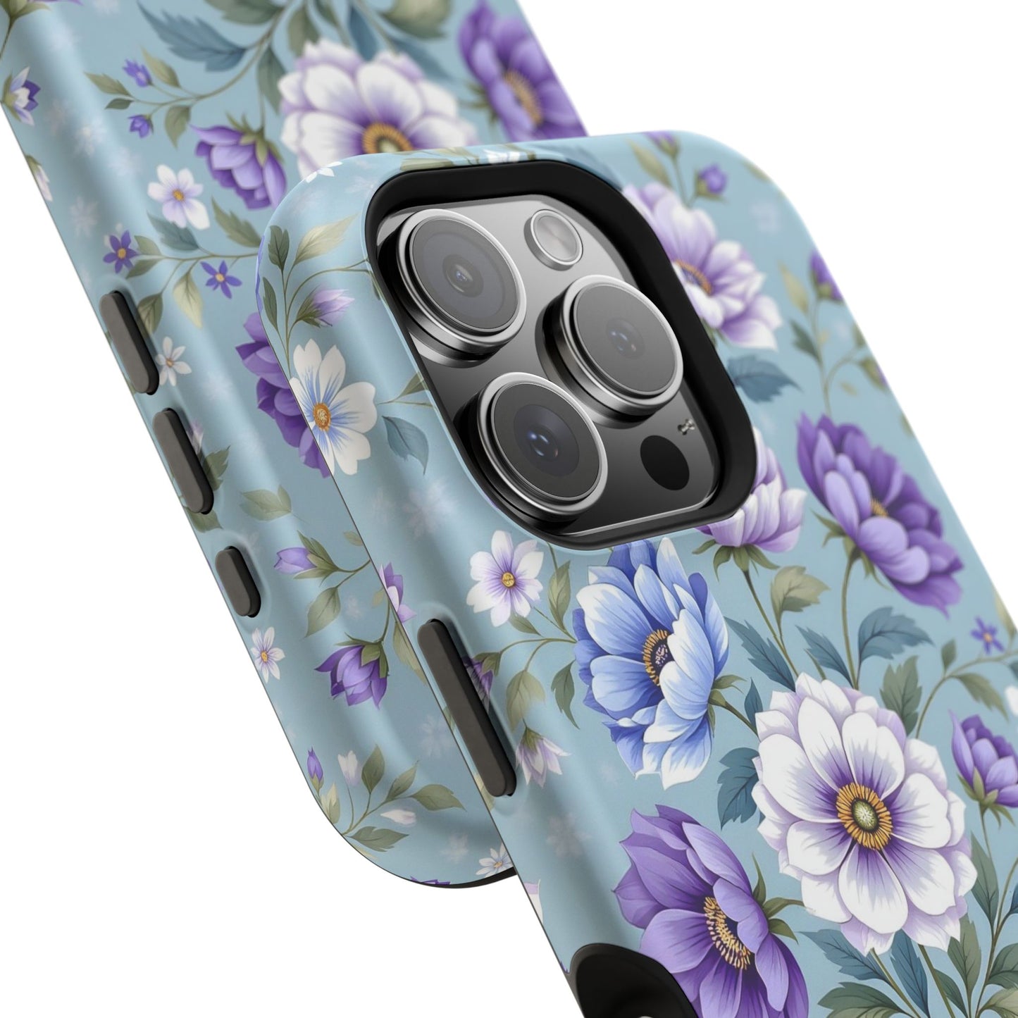 Floral Purple Peony Phone Case — Magnetic Impact‑Resistant Protective Cover