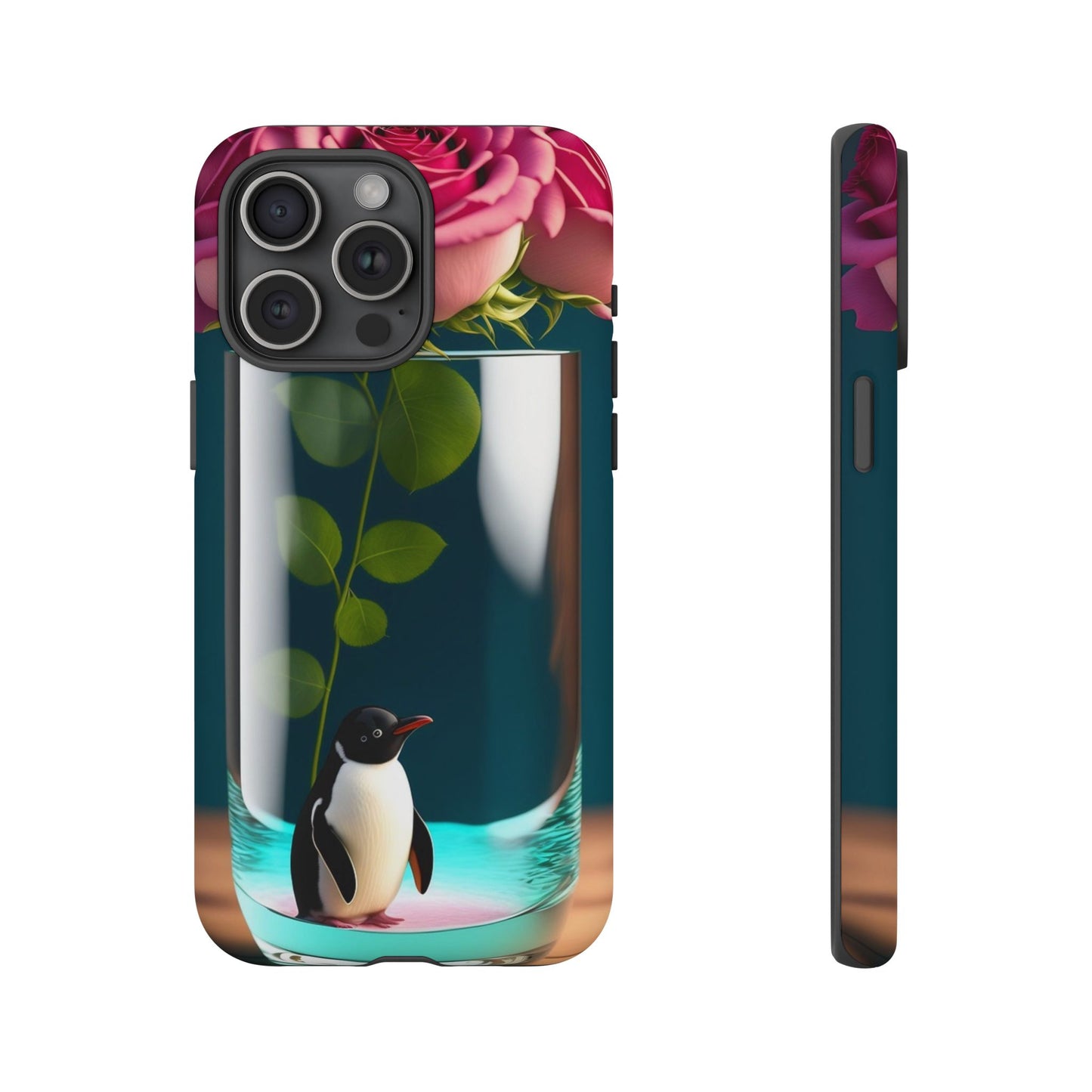 Penguin in a Glass Floral Tough Phone Case — Cute Protective Phone Cover