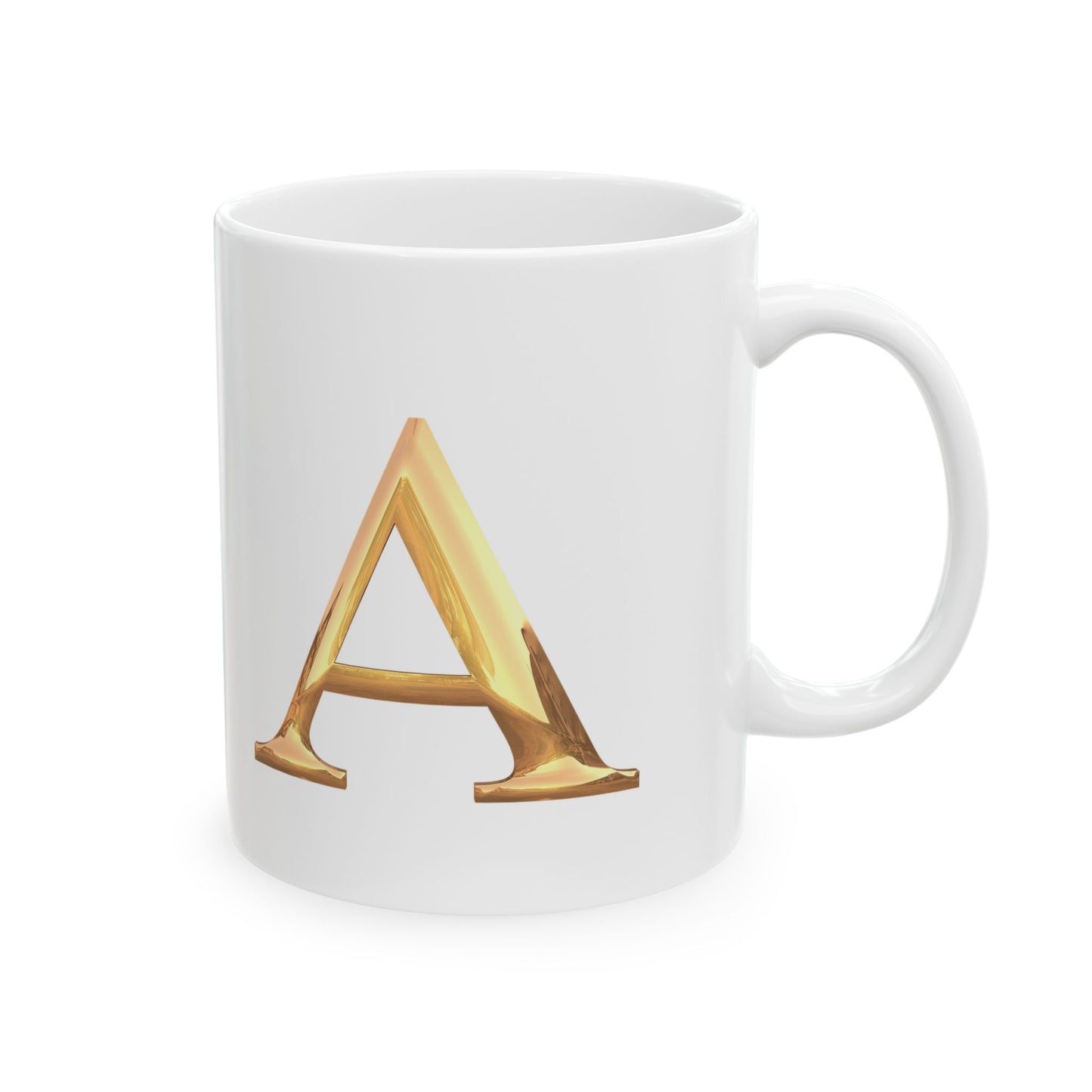 Elegant Golden Letter A Ceramic Mug | Personalized Coffee Cup Letter A