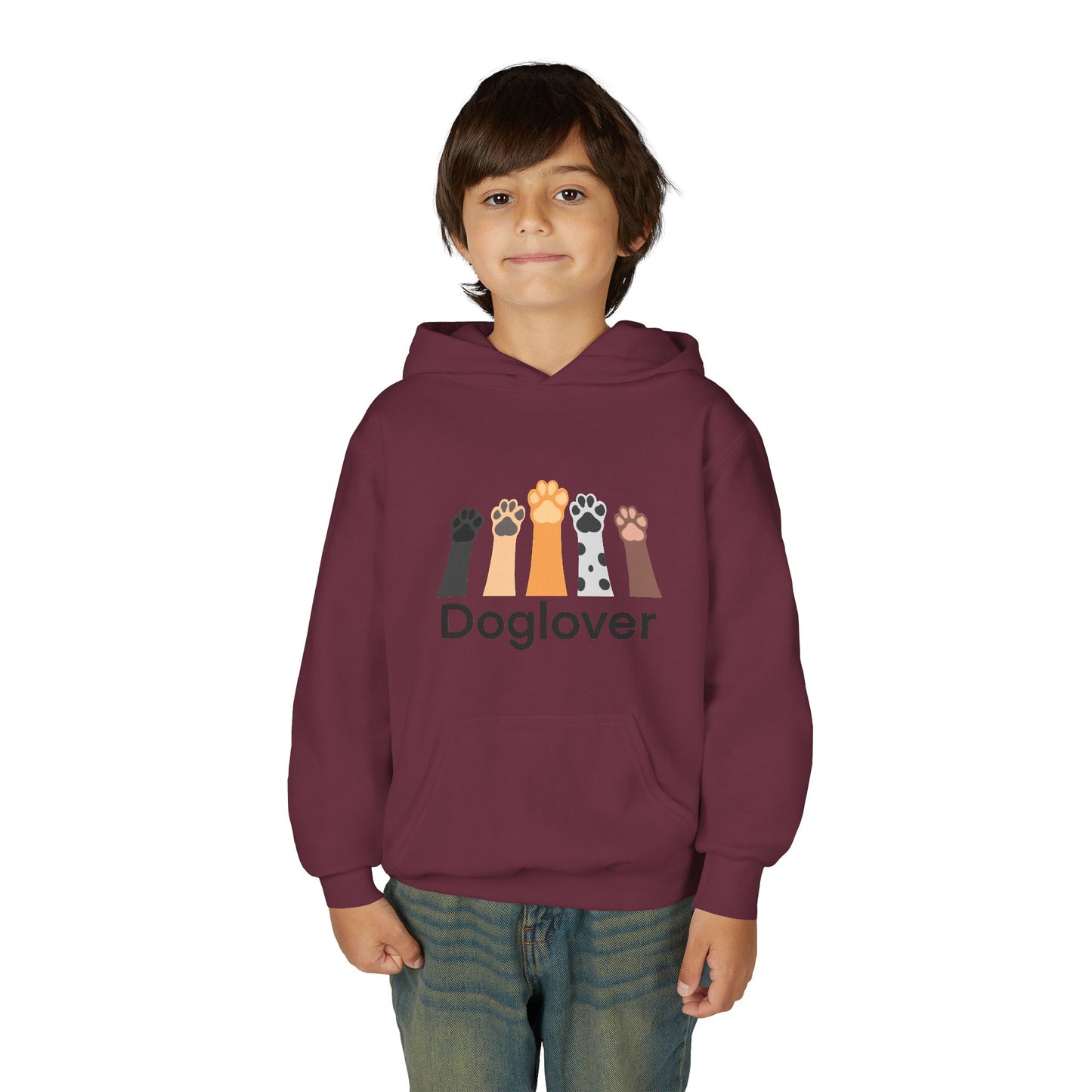 Doglover Youth Hoodie — Cute Paw Print Graphic Sweatshirt for Kids