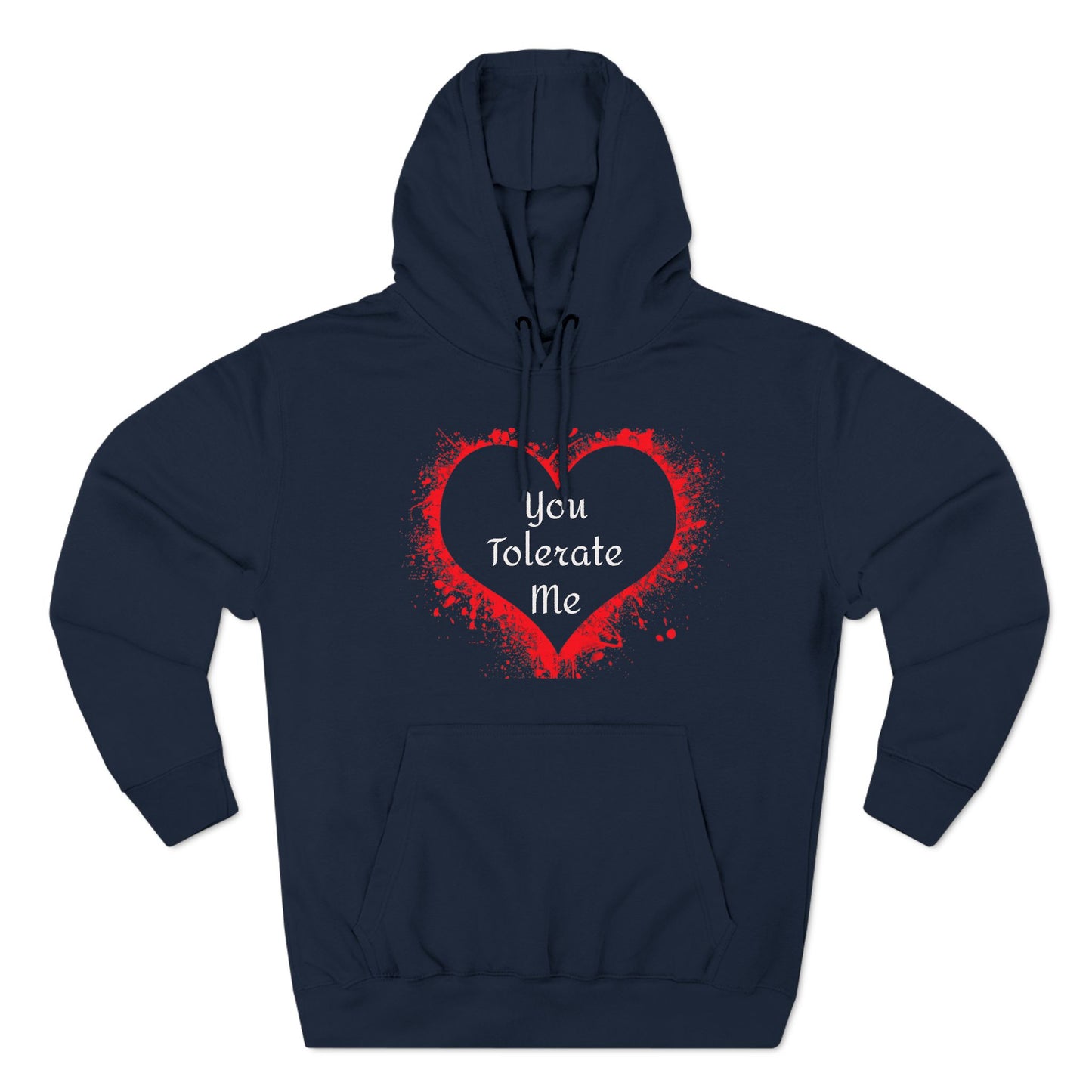 Heart Splash Hoodie — "Love Tolerate Me" Graphic Pullover