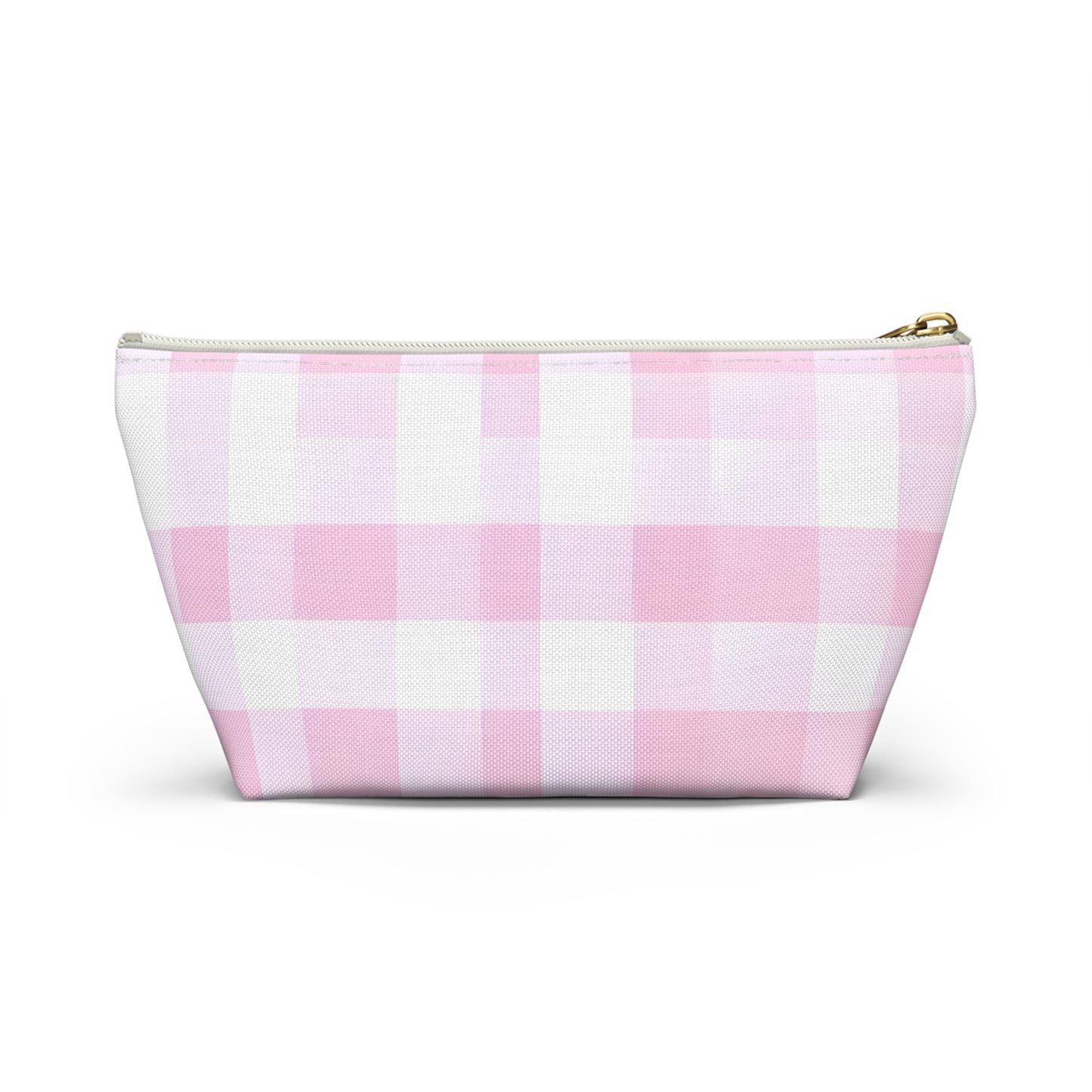 Pink Gingham Accessory Pouch — T‑Bottom Makeup & Toiletry Bag