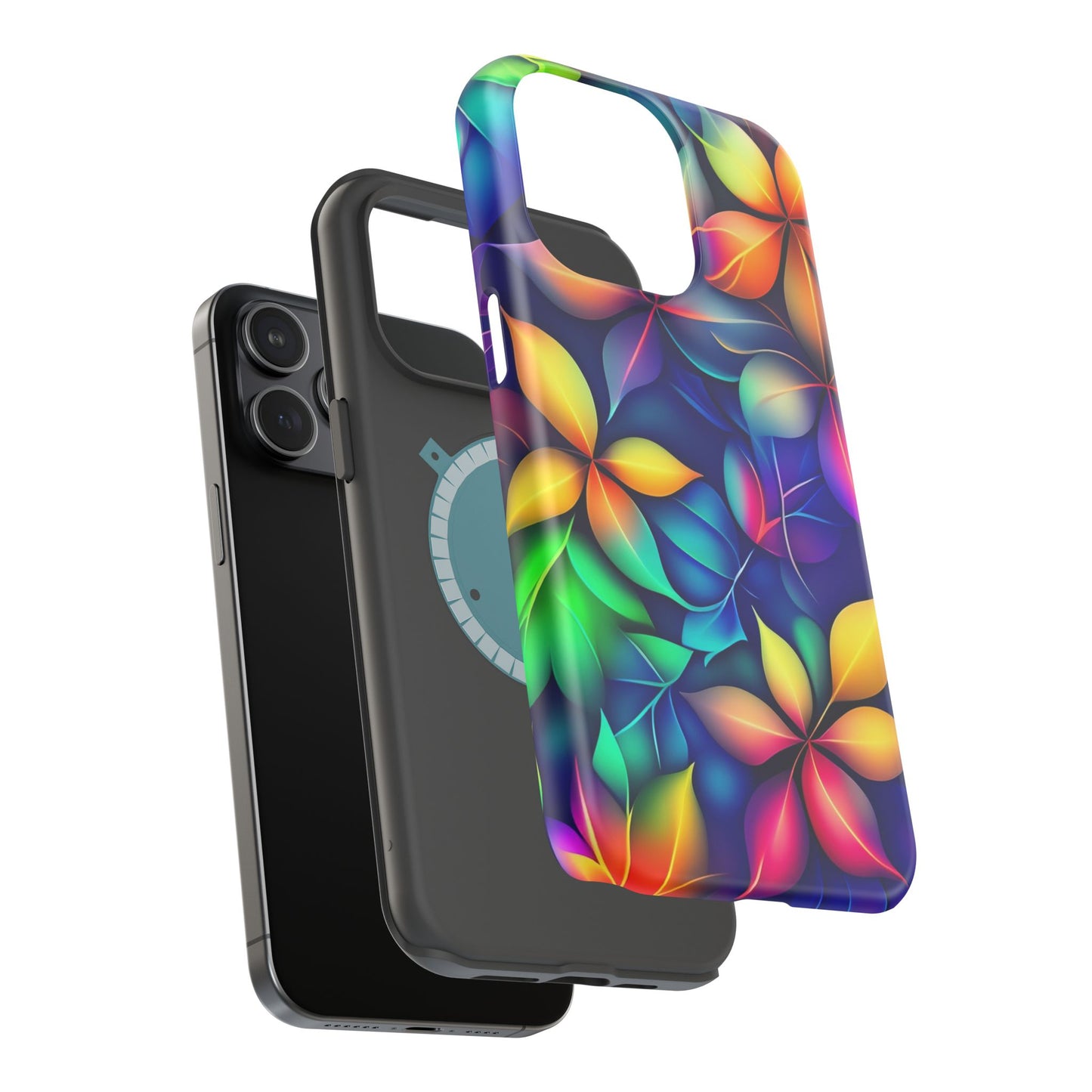 Floral Prism Magnetic Impact-Resistant Phone Case — Colorful Gradient Petal Design