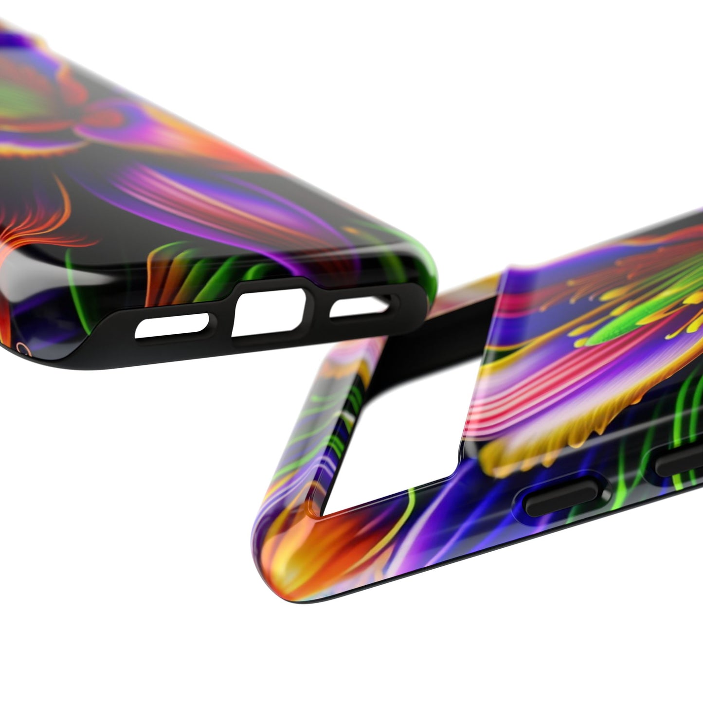 Floral Neon Tough Phone Case — Vivid Purple & Orange Lily Protective Cover