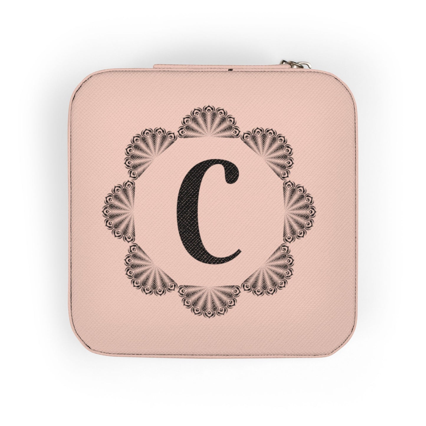 Personalized Monogram Jewelry Travel Case – Compact Rose Gold Organizer
