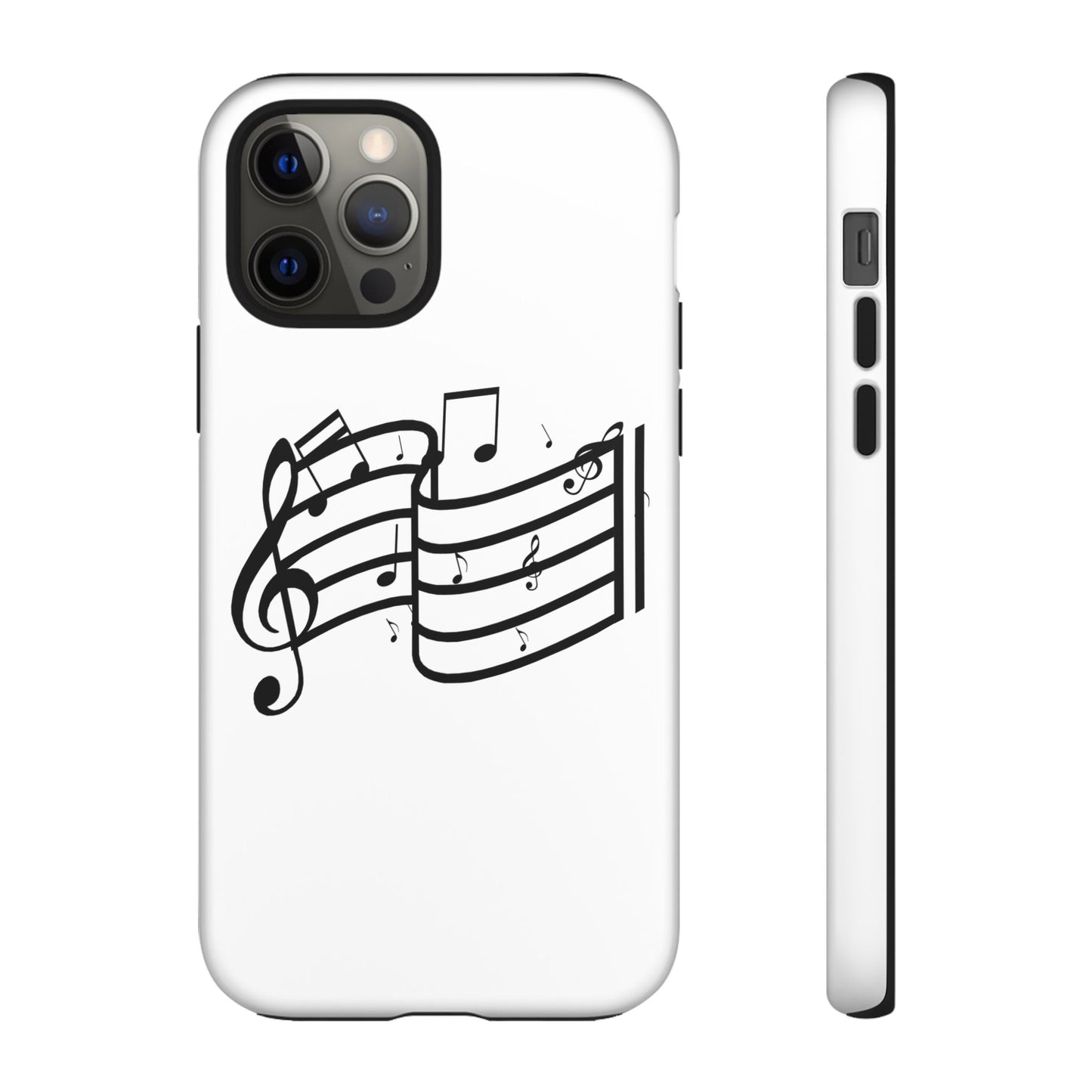 Musical Notes Phone Case — Black Treble Clef Music Staff Tough Case