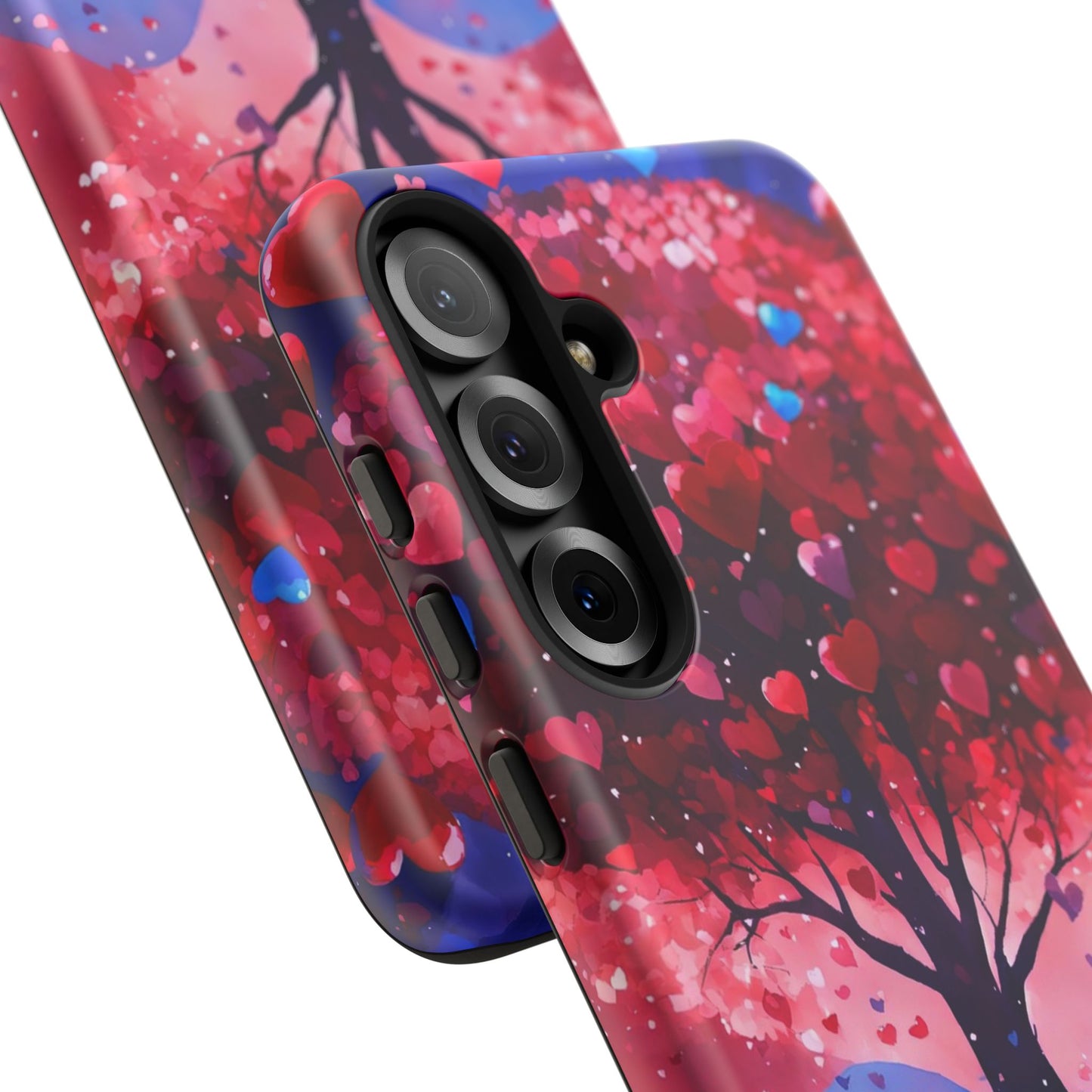 Heart Tree Phone Case — Romantic Red & Blue Protective Tough Case