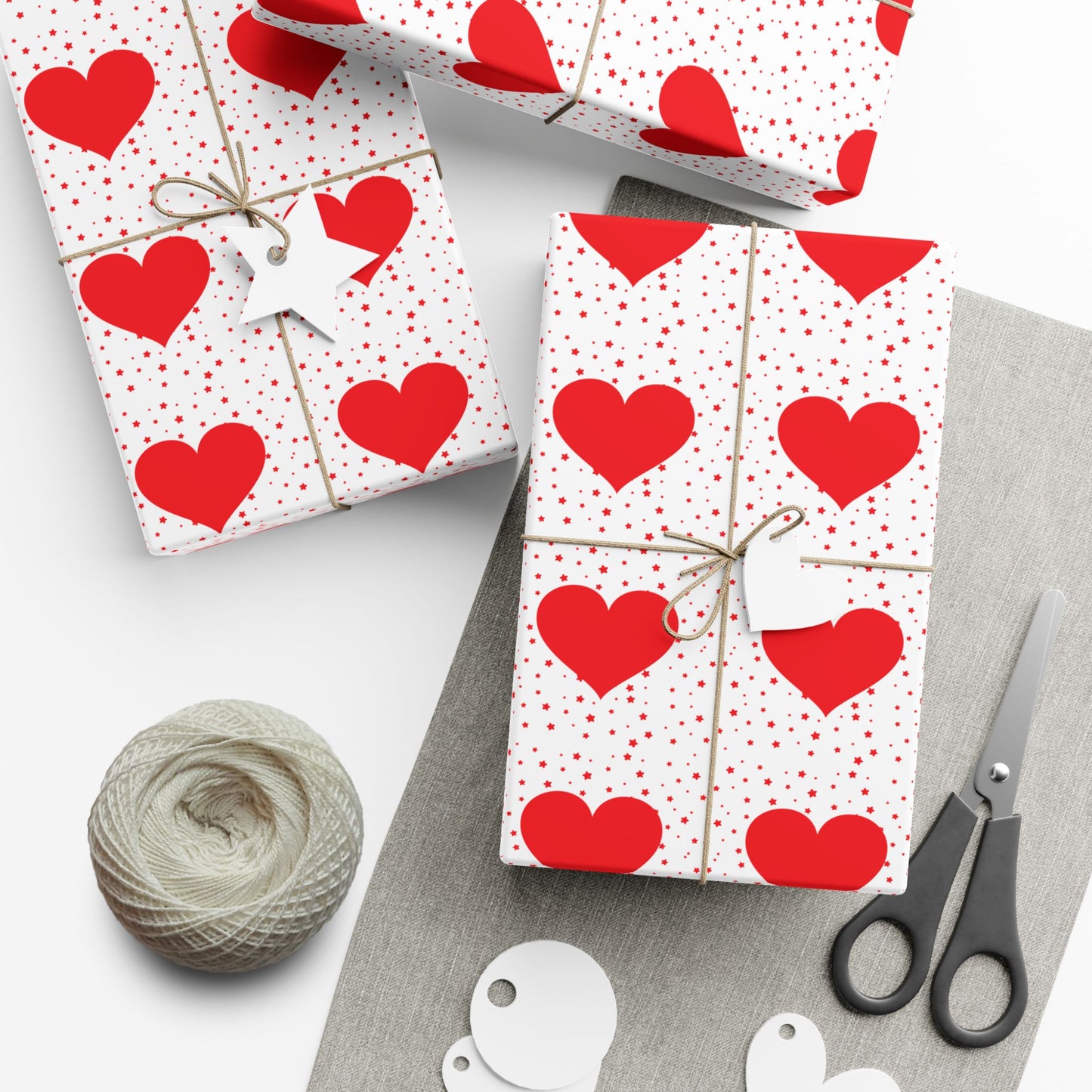 Heart Pattern Gift Wrap Paper — Red Hearts on White for Valentine’s Day & Romantic Gifts