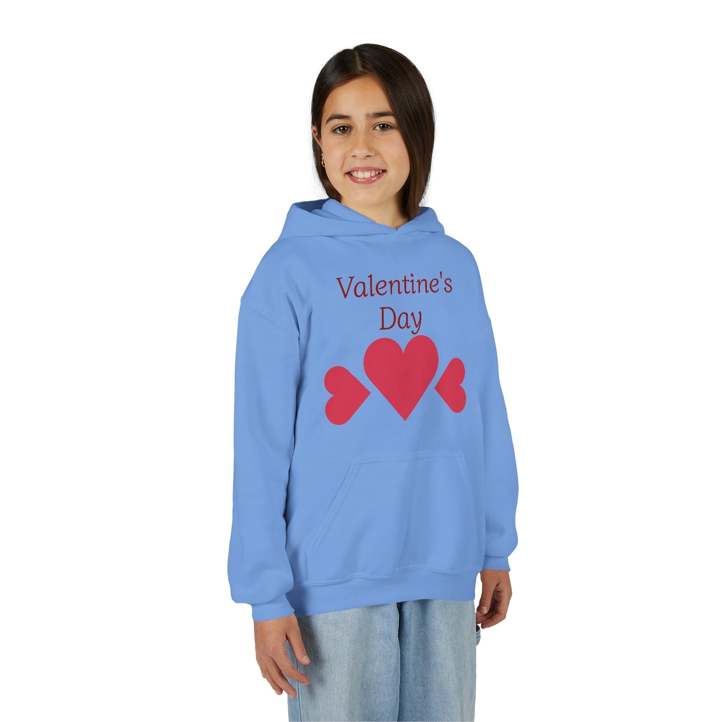 Valentine's Day Kids Hoodie - Pink Heart Trio Youth Sweatshirt
