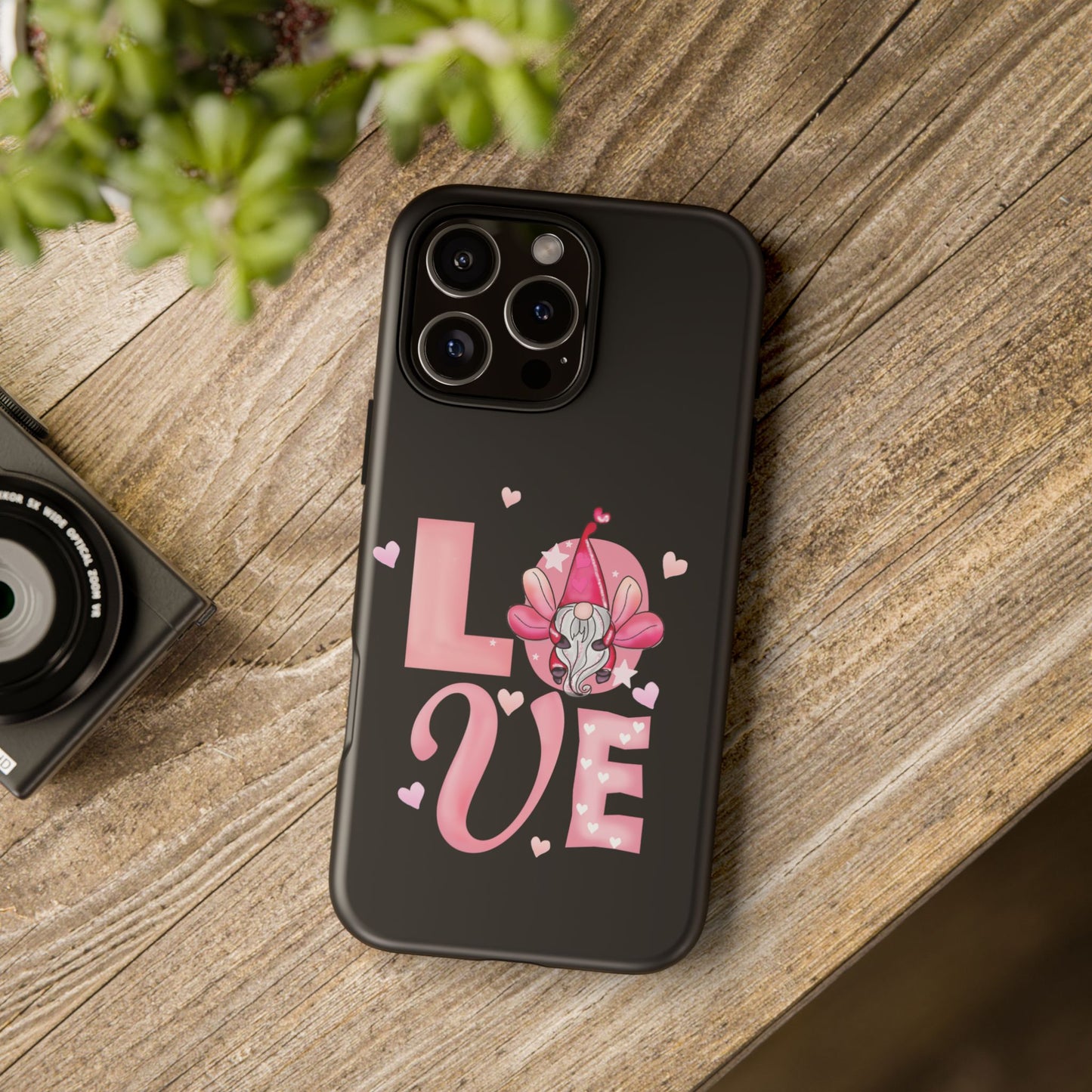 Love Gnome Phone Case — Cute Pink Heart Valentines Protective Case