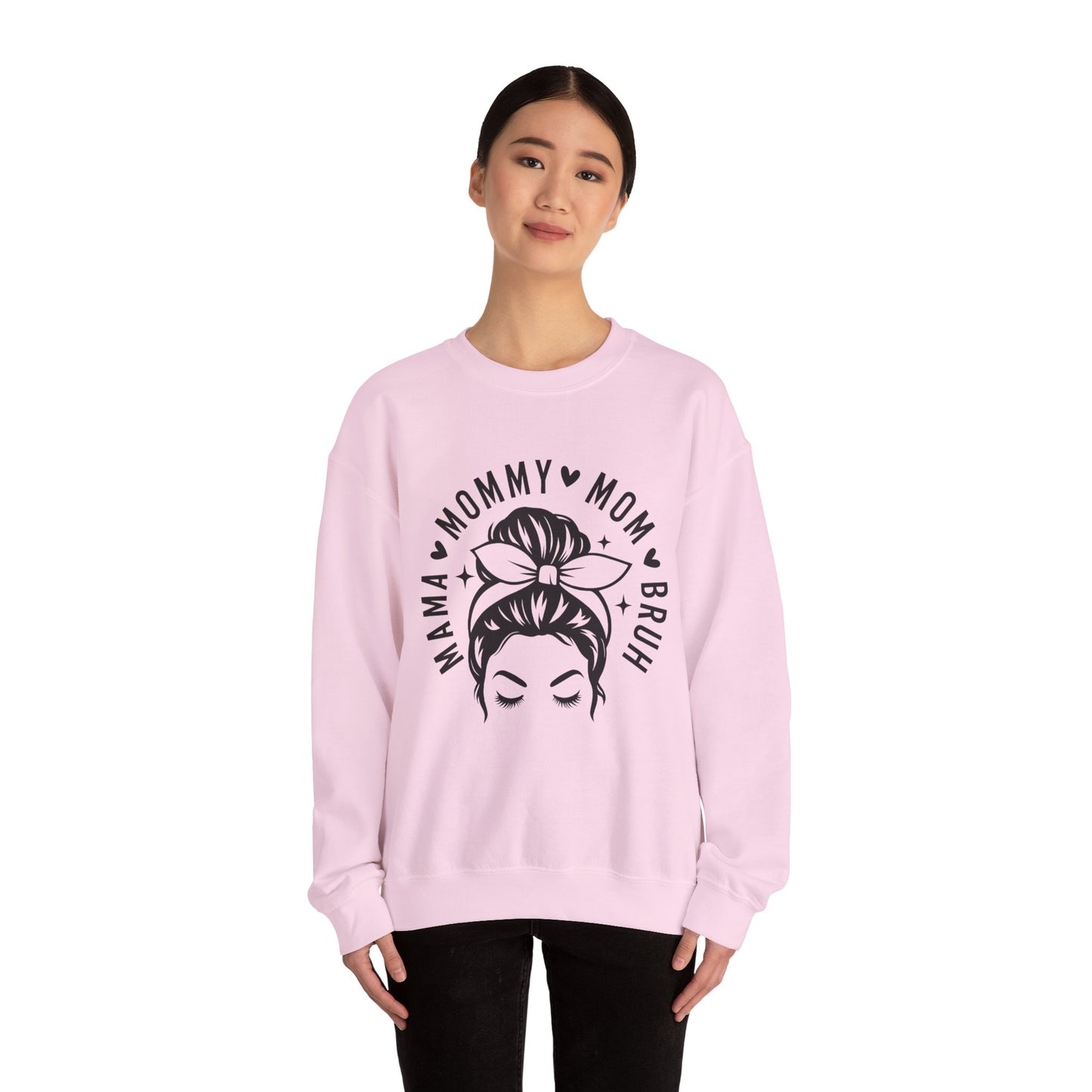 Mommy Mom Momma Crewneck Sweatshirt — Messy Bun Mom Graphic Pullover