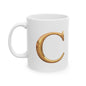 Elegant Golden Letter Ceramic Mug, Personalized Coffee Cup Letter C