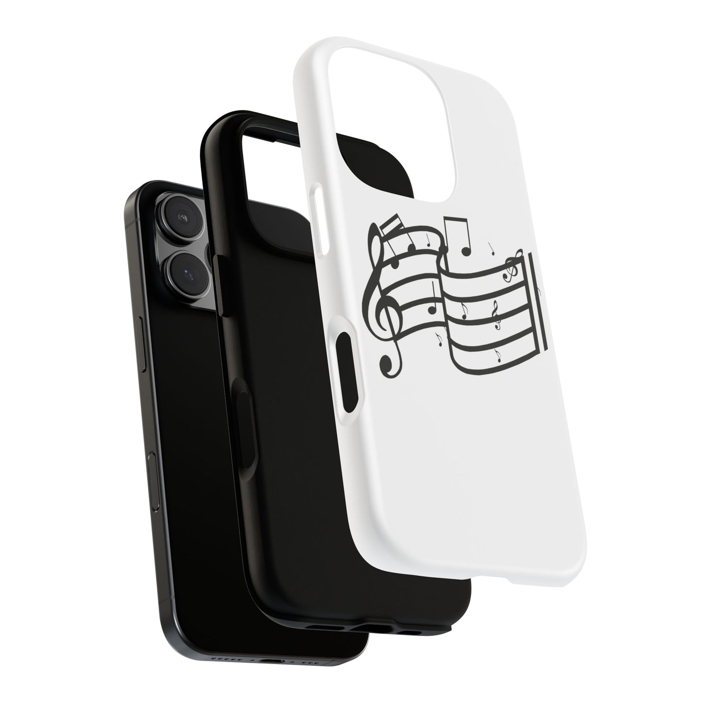 Musical Notes Phone Case — Black Treble Clef Music Staff Tough Case