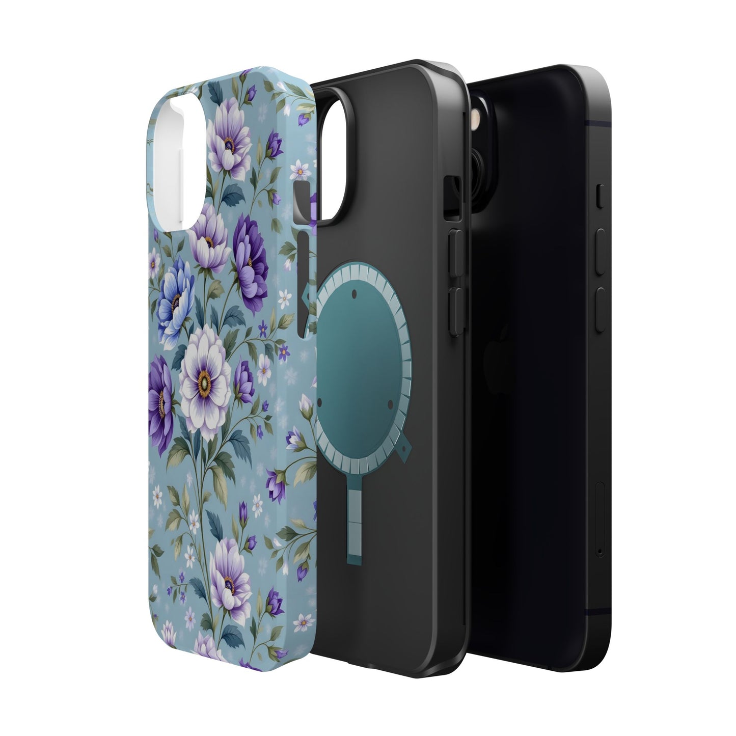 Floral Purple Peony Phone Case — Magnetic Impact‑Resistant Protective Cover