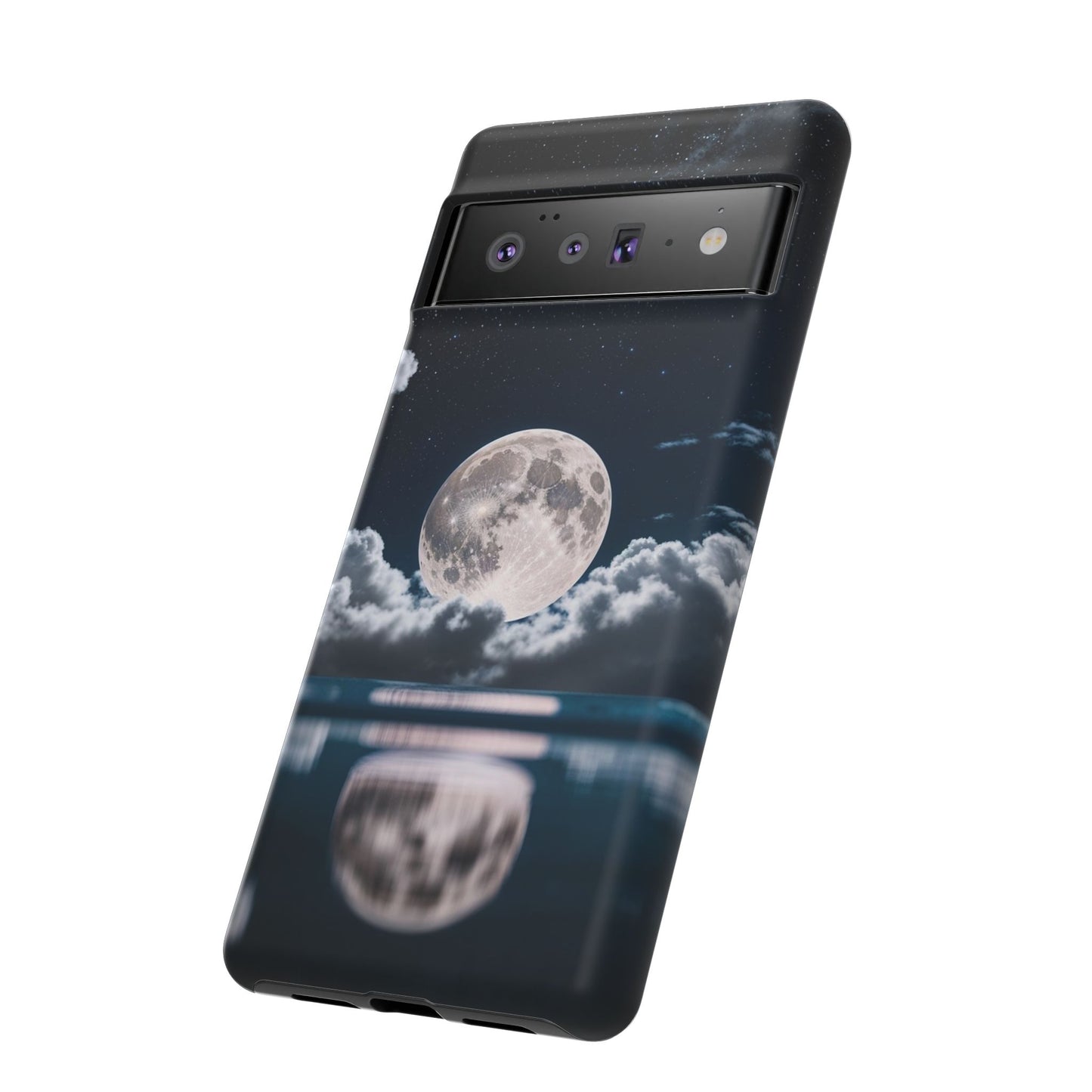 Moonlit Reflection Phone Case — Night Sky Moon & Clouds Tough Case